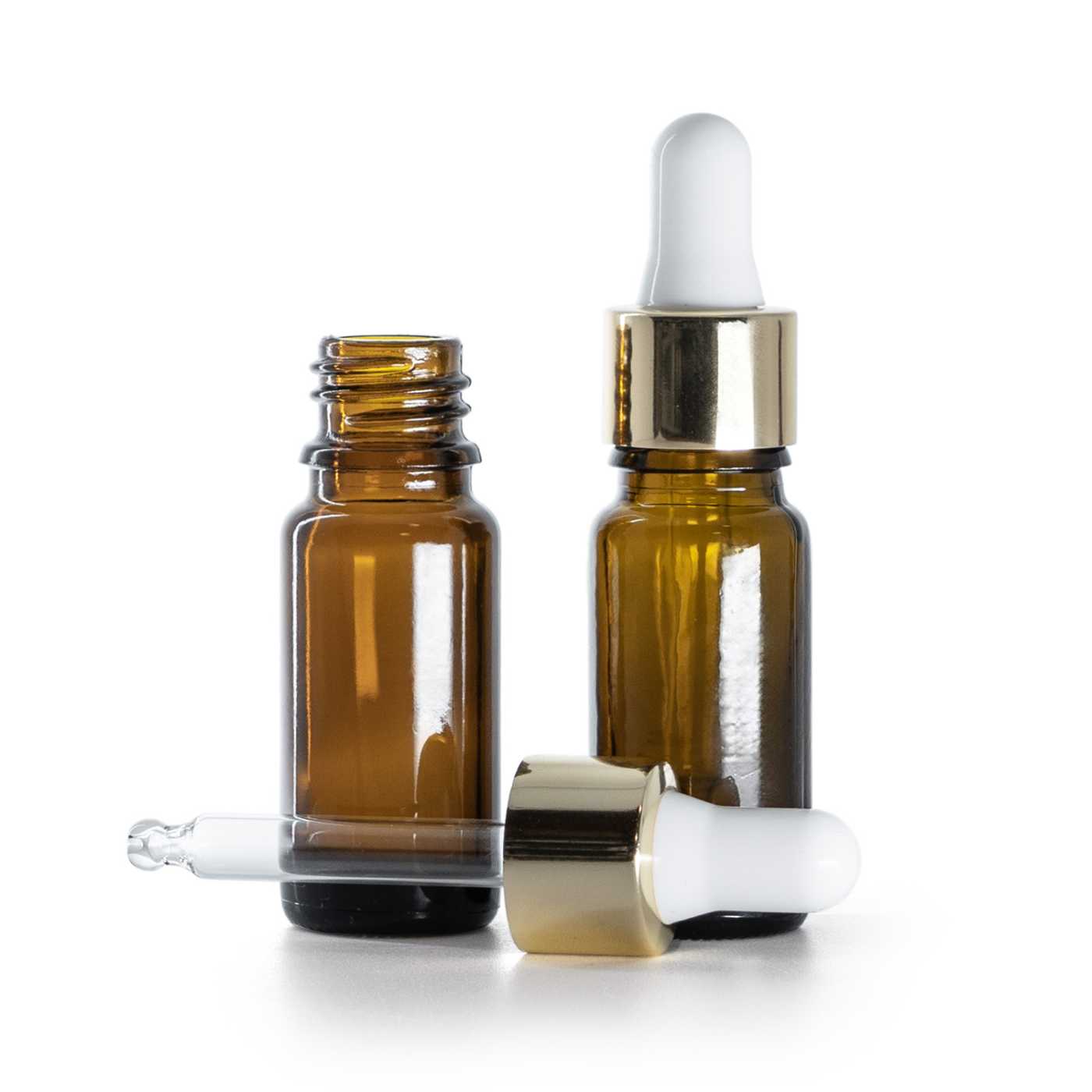 Sklenená liekovka typ B, vysoká, bielo-zlaté kvapátko 10 ml