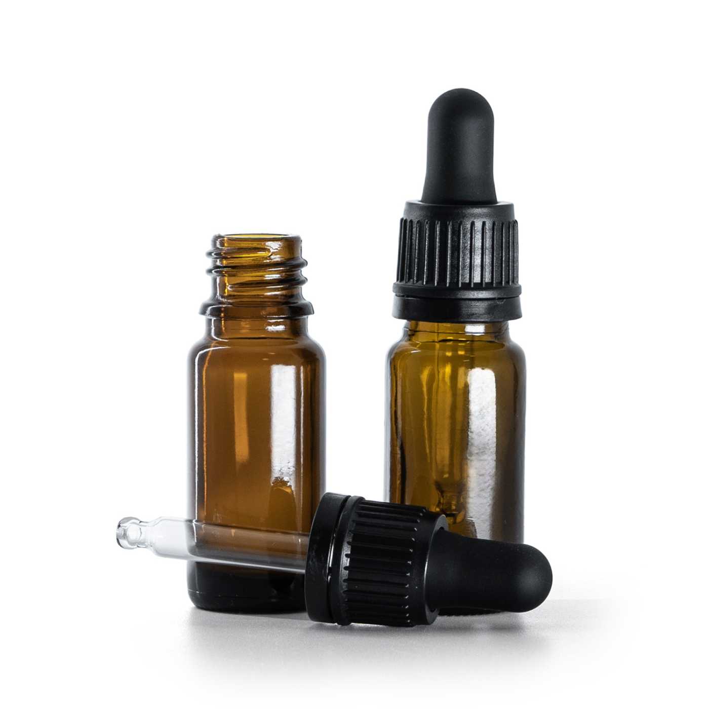 Sklenená liekovka typ B, vysoká, čierne kvapátko, 10 ml
