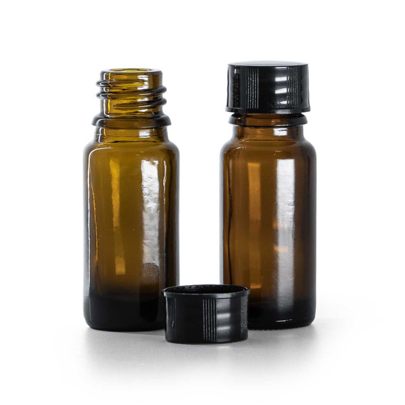 Sklenená liekovka typ B, vysoká, čierny vrchnák, 10 ml