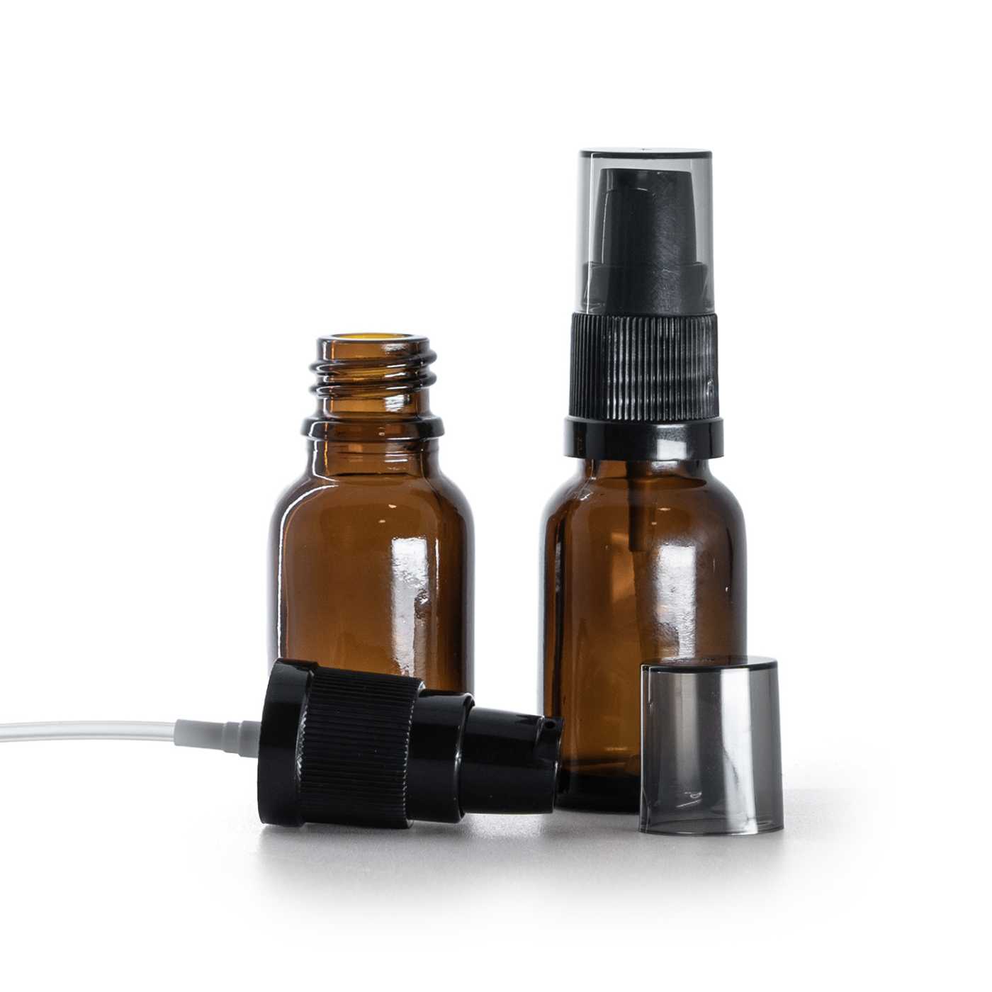 Skleněná lékovka hnědá, dávkovač krémů s dýmovým krytem, 15 ml
