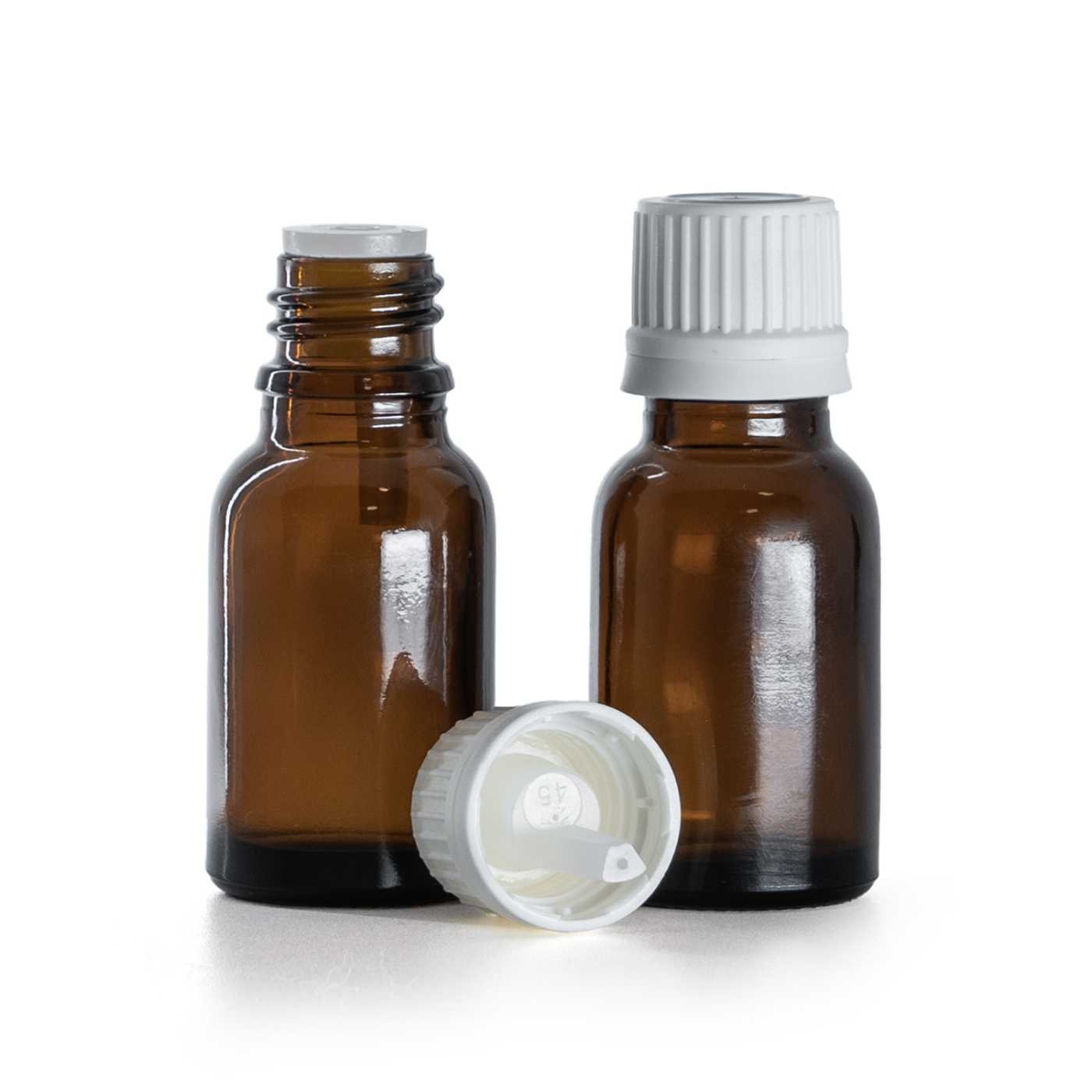 Skleněná lékovka, bílý uzávěr s kapátkem, 15 ml