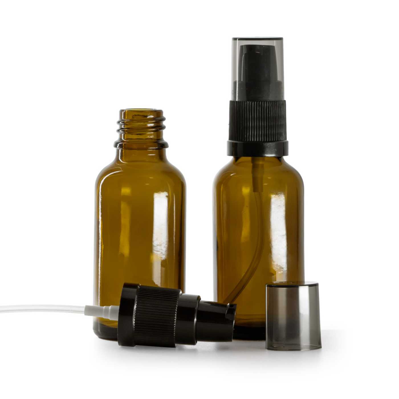 Sklenená fľaška, liekovka, dávkovač krémov s dymovým krytom, 30 ml