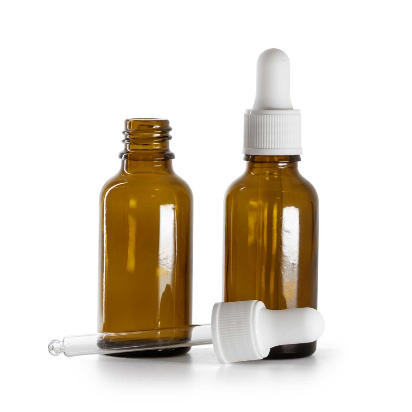 Sklenená fľaška, liekovka, biele matné kvapátko, 30 ml