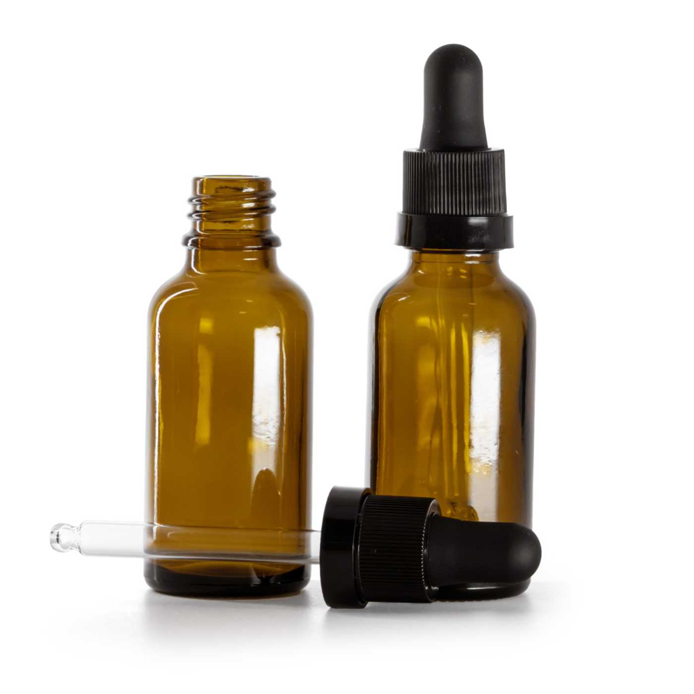 Sklenená fľaška, liekovka, čierne kvapátko s lesklým prúžkom, 30 ml