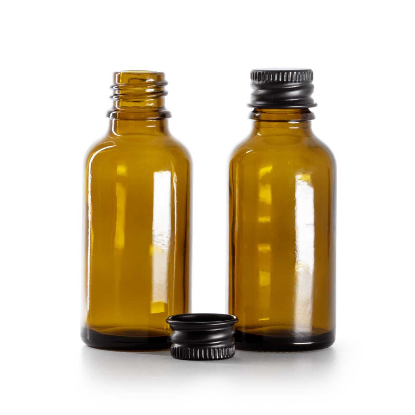 Butelka apteczna, czarna nakrętka aluminiowa, 30 ml