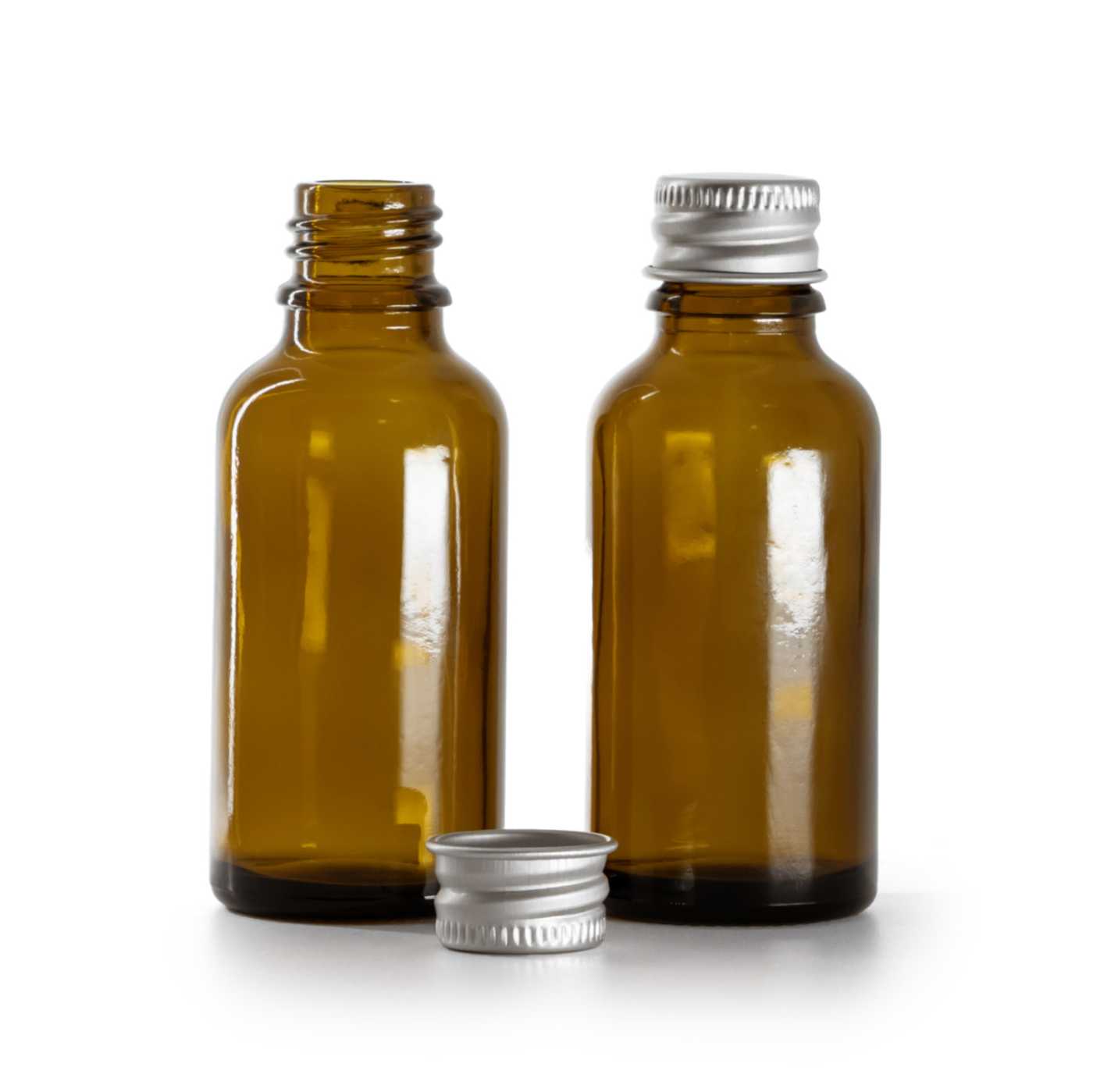 Butelka szklana apteczna, nakrętka aluminiowa, 30 ml