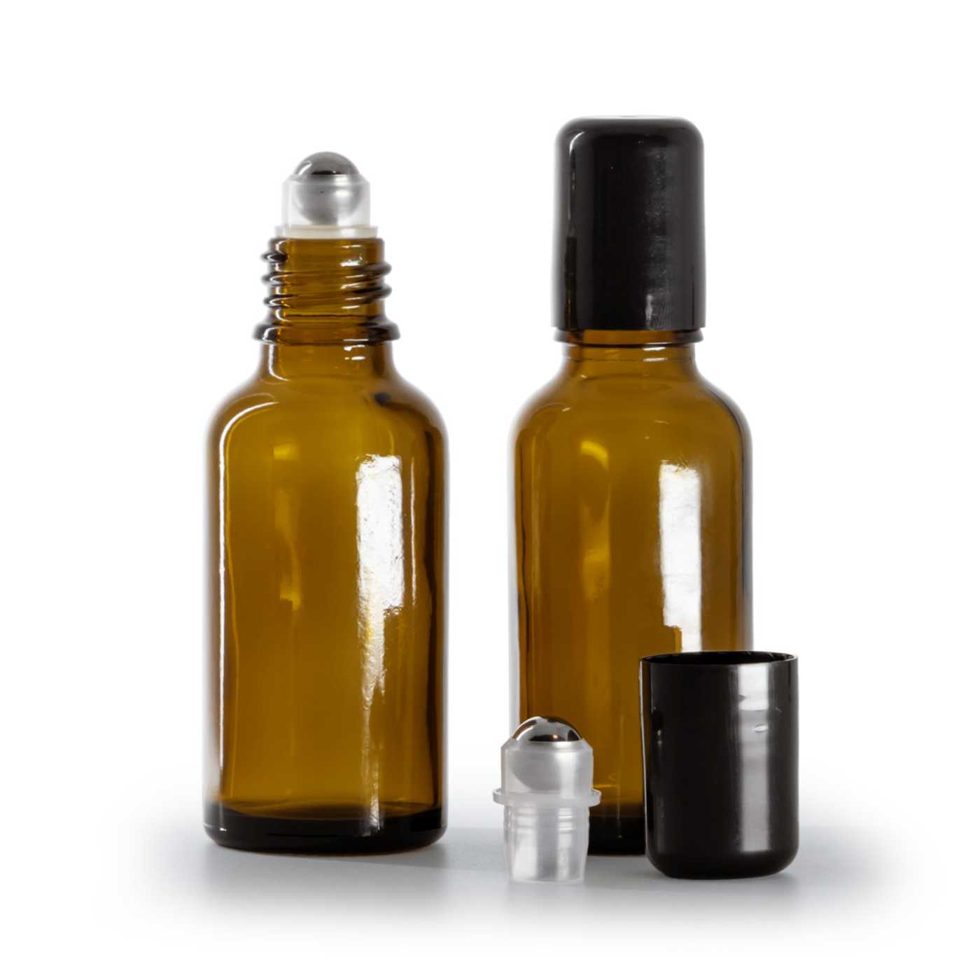 Hnědá skleněná roll-on lahvička, 30 ml