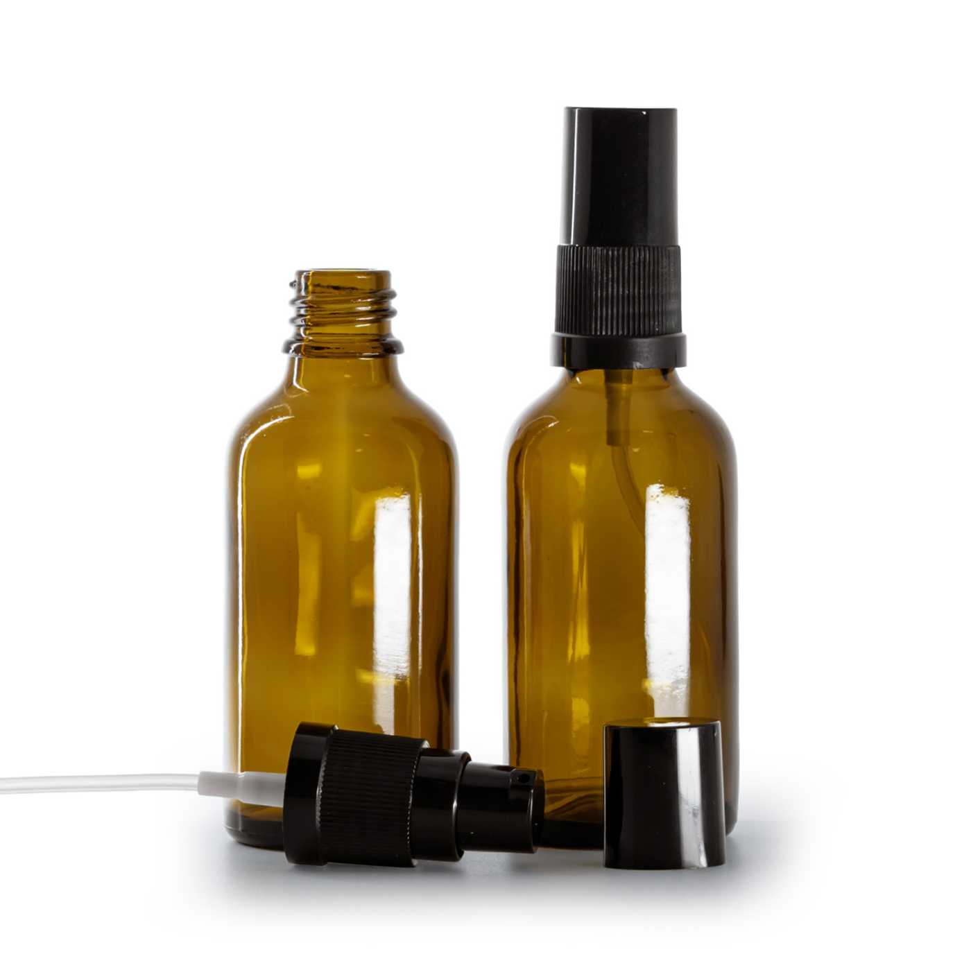 Sklenená fľaška, liekovka, dávkovač krémov s čiernym vrchom, 50 ml
