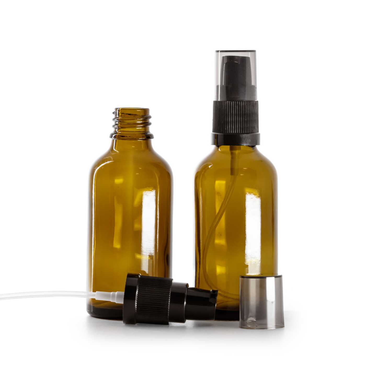 Sklenená fľaška, liekovka, dávkovač krémov s dymovým krytom, 50 ml