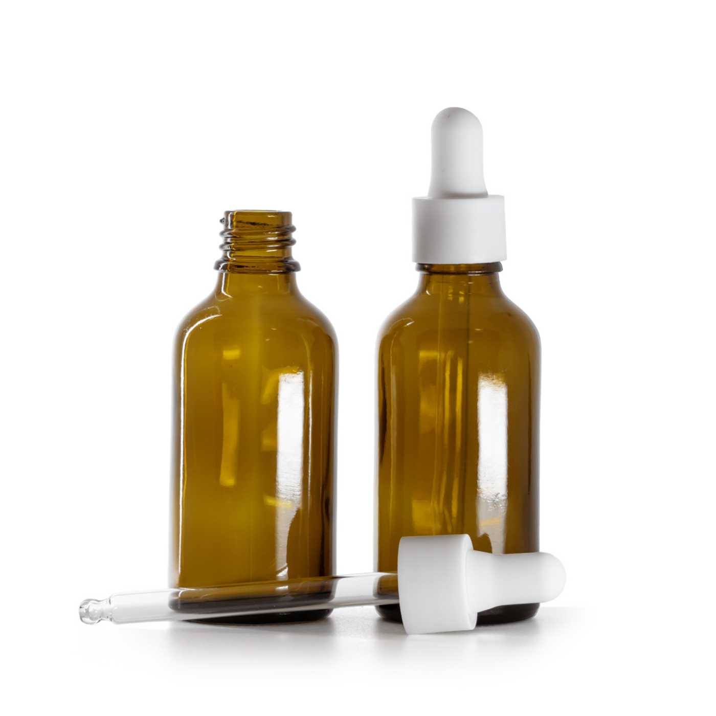 Sklenená fľaška, liekovka, biele matné hladké kvapátko, 50 ml