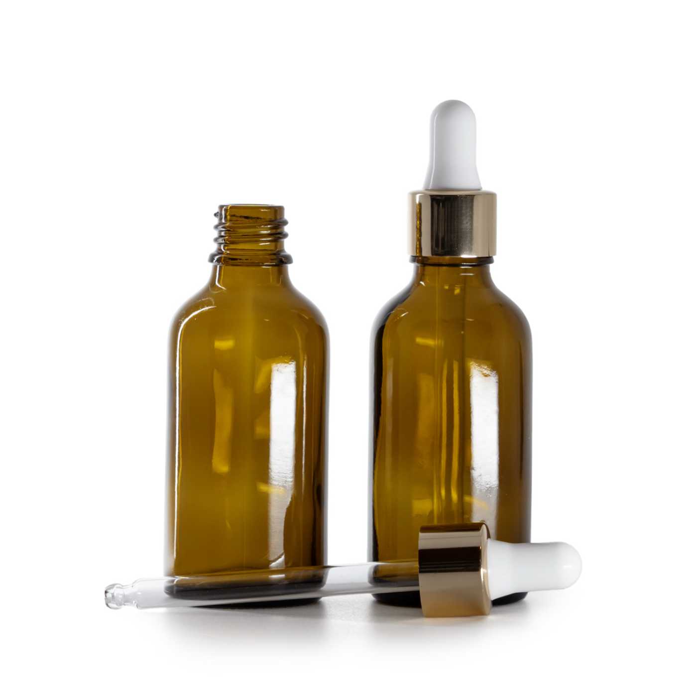 Sklenená fľaška, liekovka, bielo-zlaté kvapátko, 50 ml
