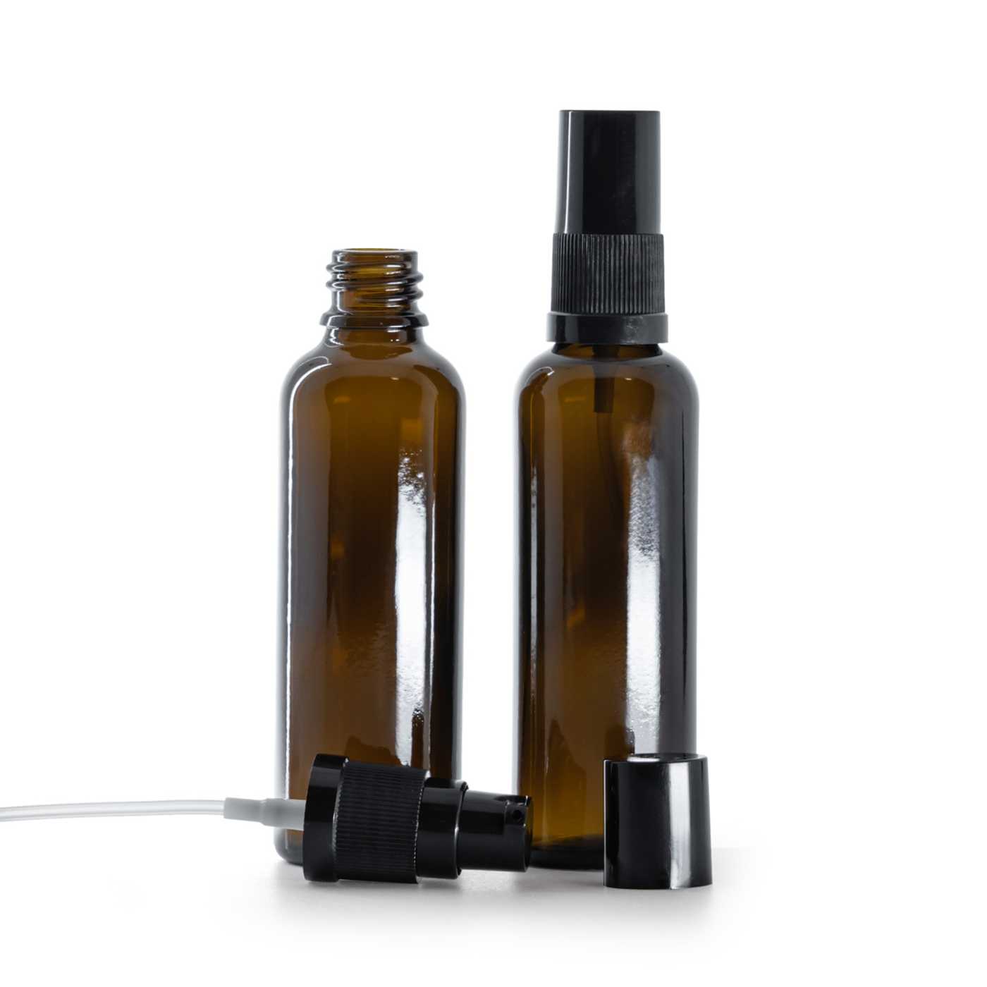 Sklenená liekovka, vysoká, dávkovač krémov s čiernym vrchom, 50 ml