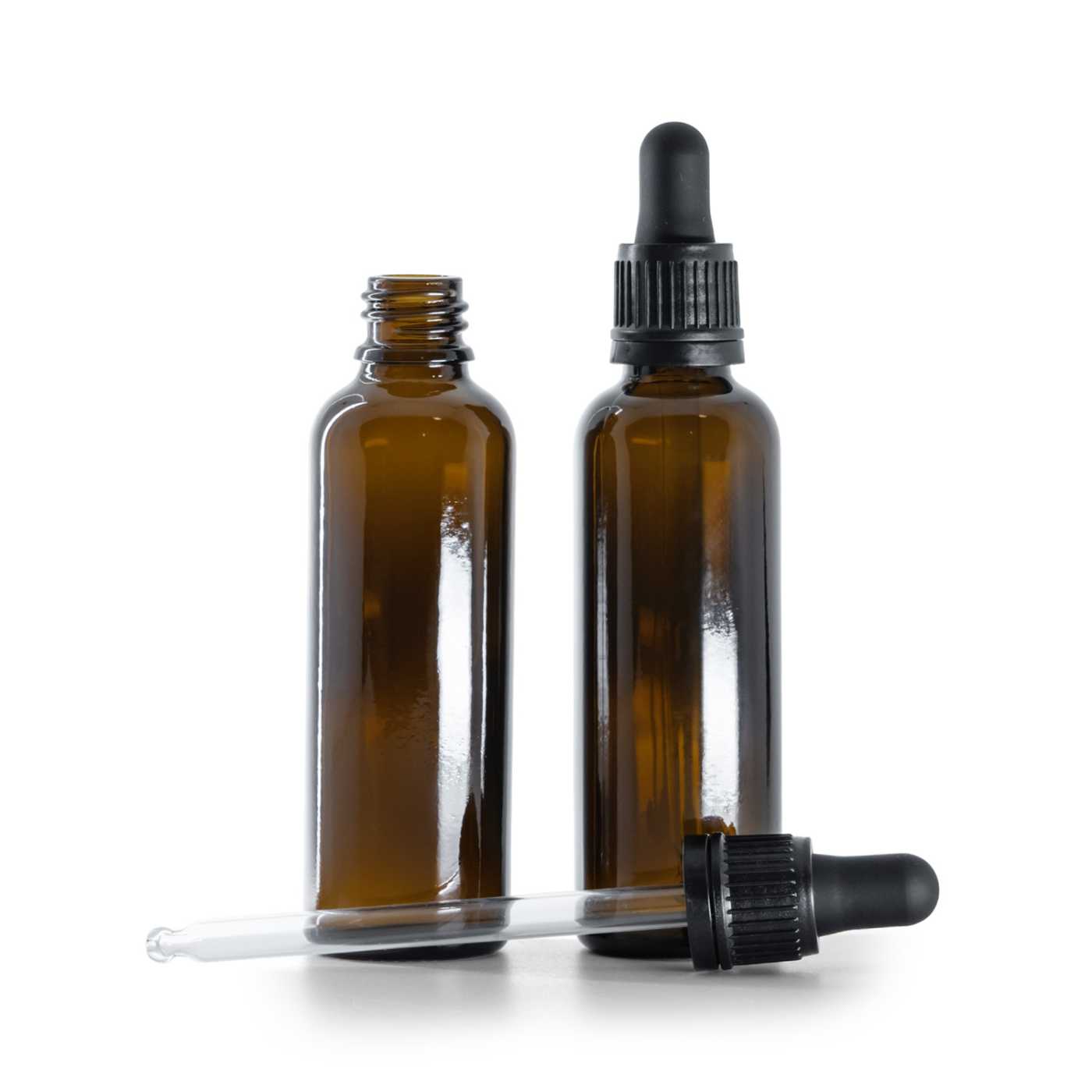 Sklenená liekovka, vysoká, čierne kvapátko, 50 ml