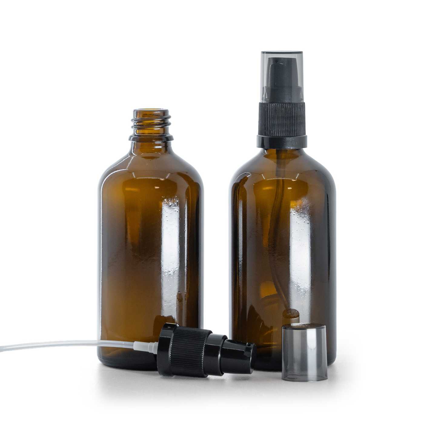 Sklenená fľaška, liekovka, dávkovač krémov s dymovým krytom, 100 ml