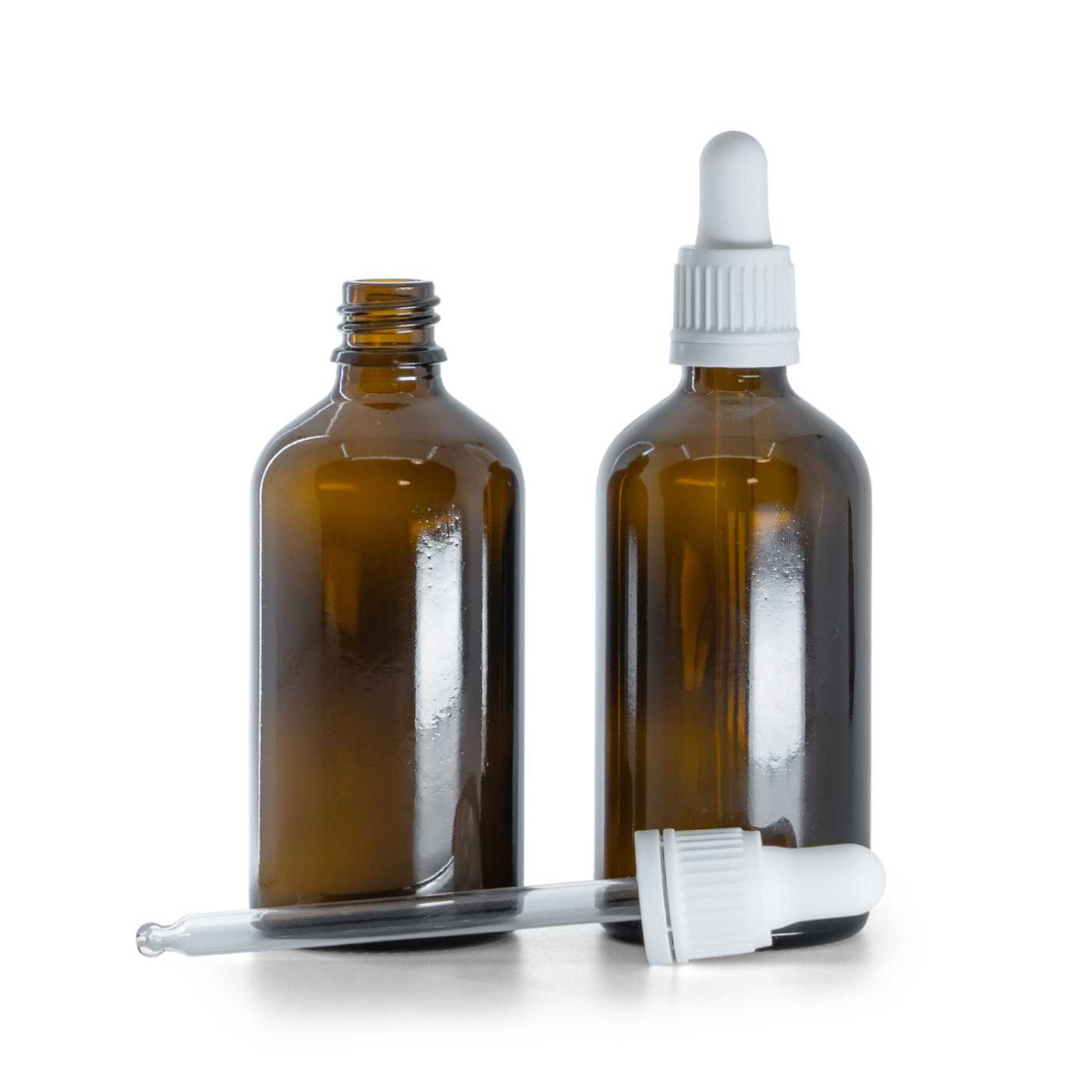 Sklenená fľaška, liekovka, biele kvapátko 100 ml