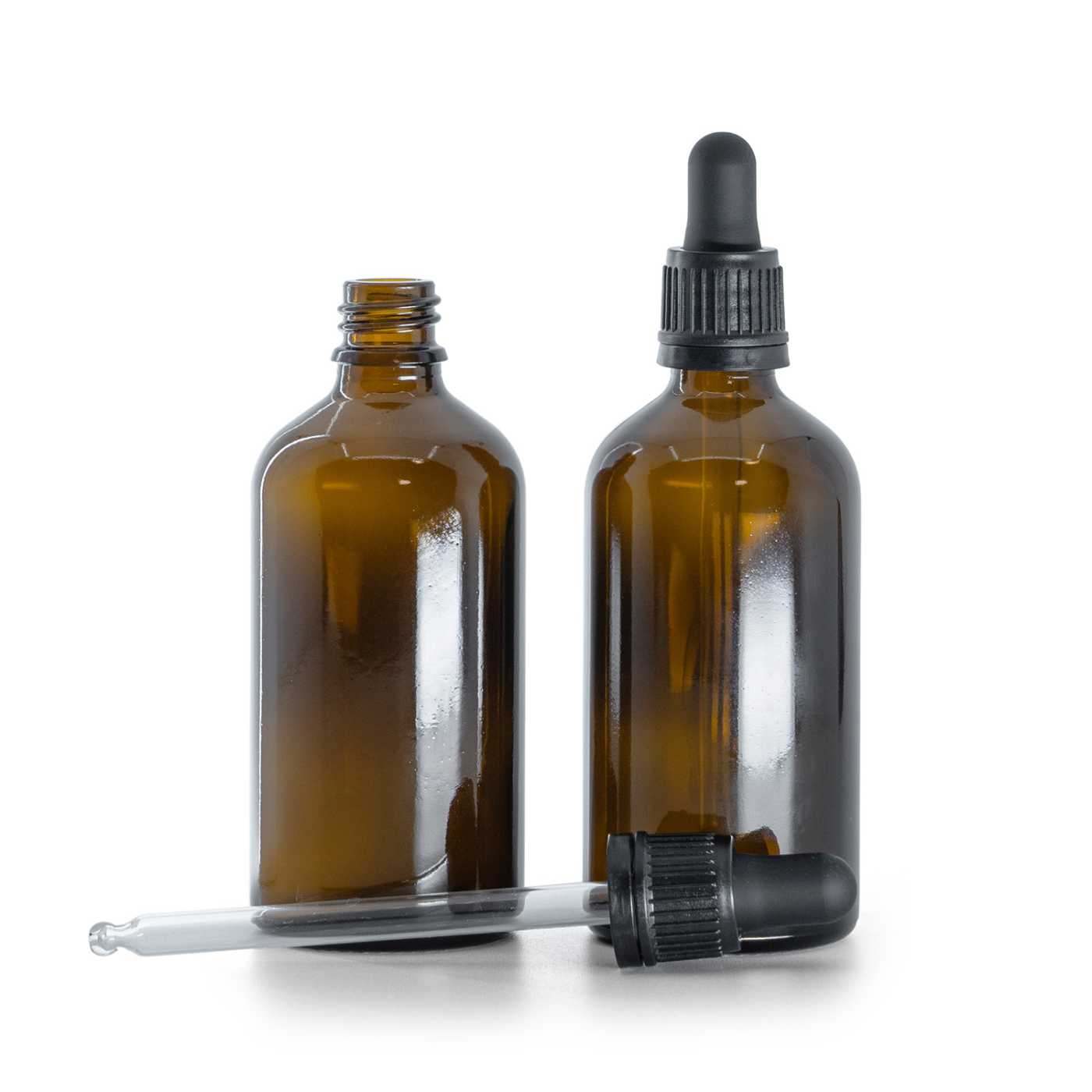 Sklenená liekovka, hnedá, čierne kvapátko 100 ml