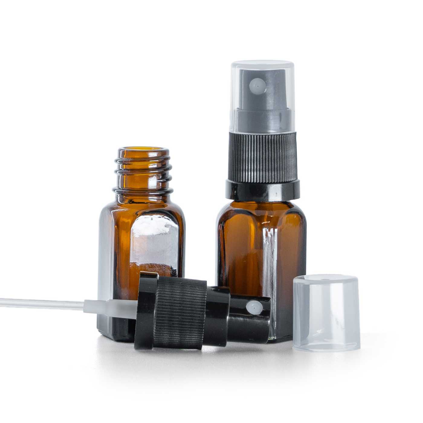 Butelka szklana, kwadratowa prosta, czarny atomizer, 10 ml