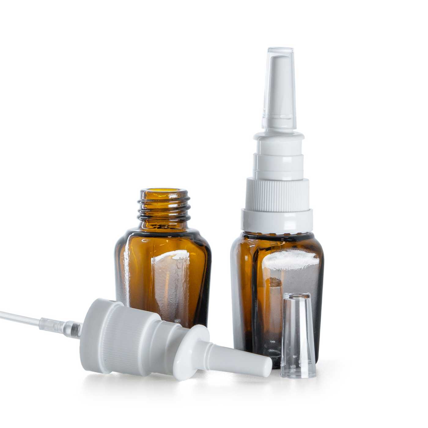 Sklenená fľaška, hranatá, sprej do nosa, 10ml