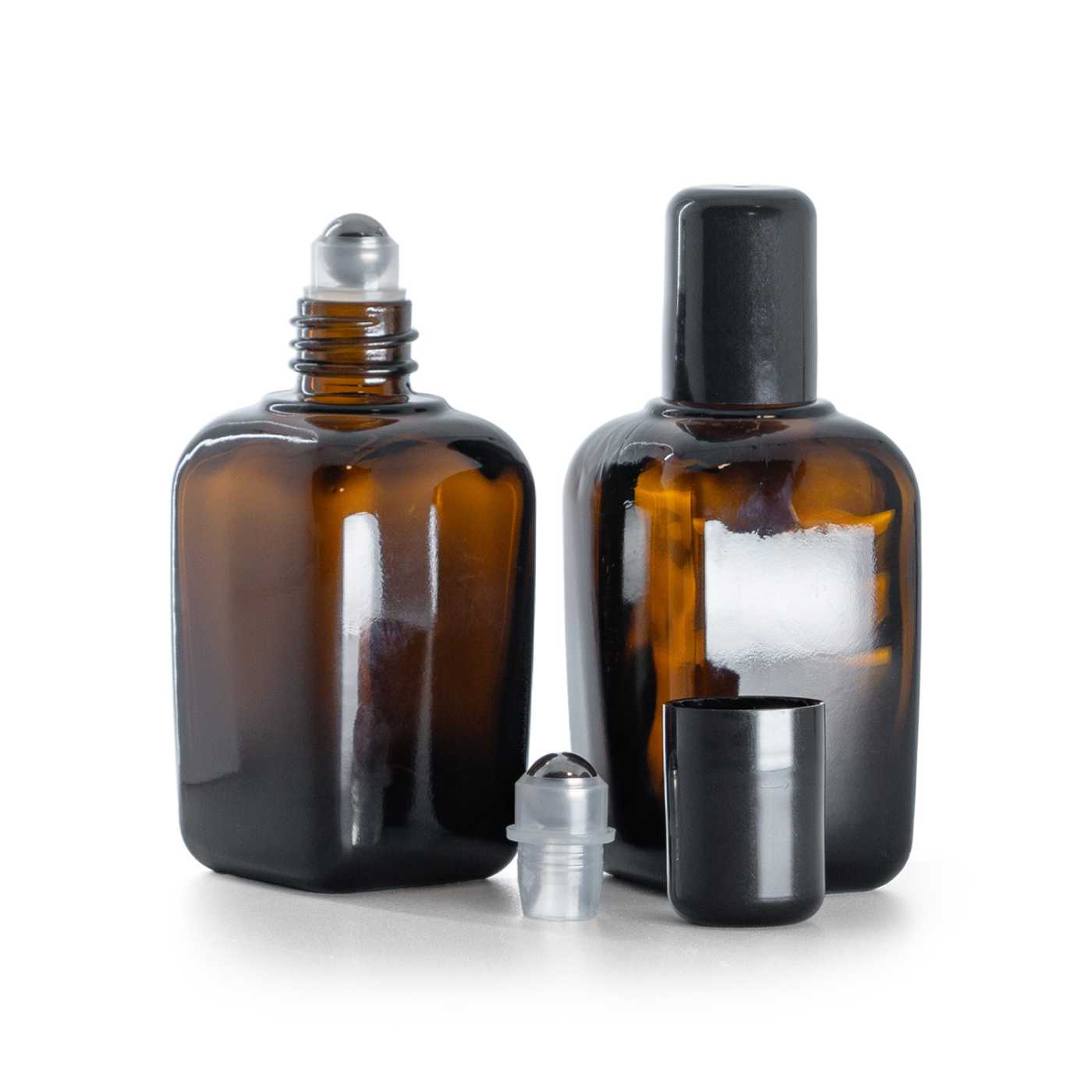 Sklenená fľaška, hranatá, roll-on, 45 ml