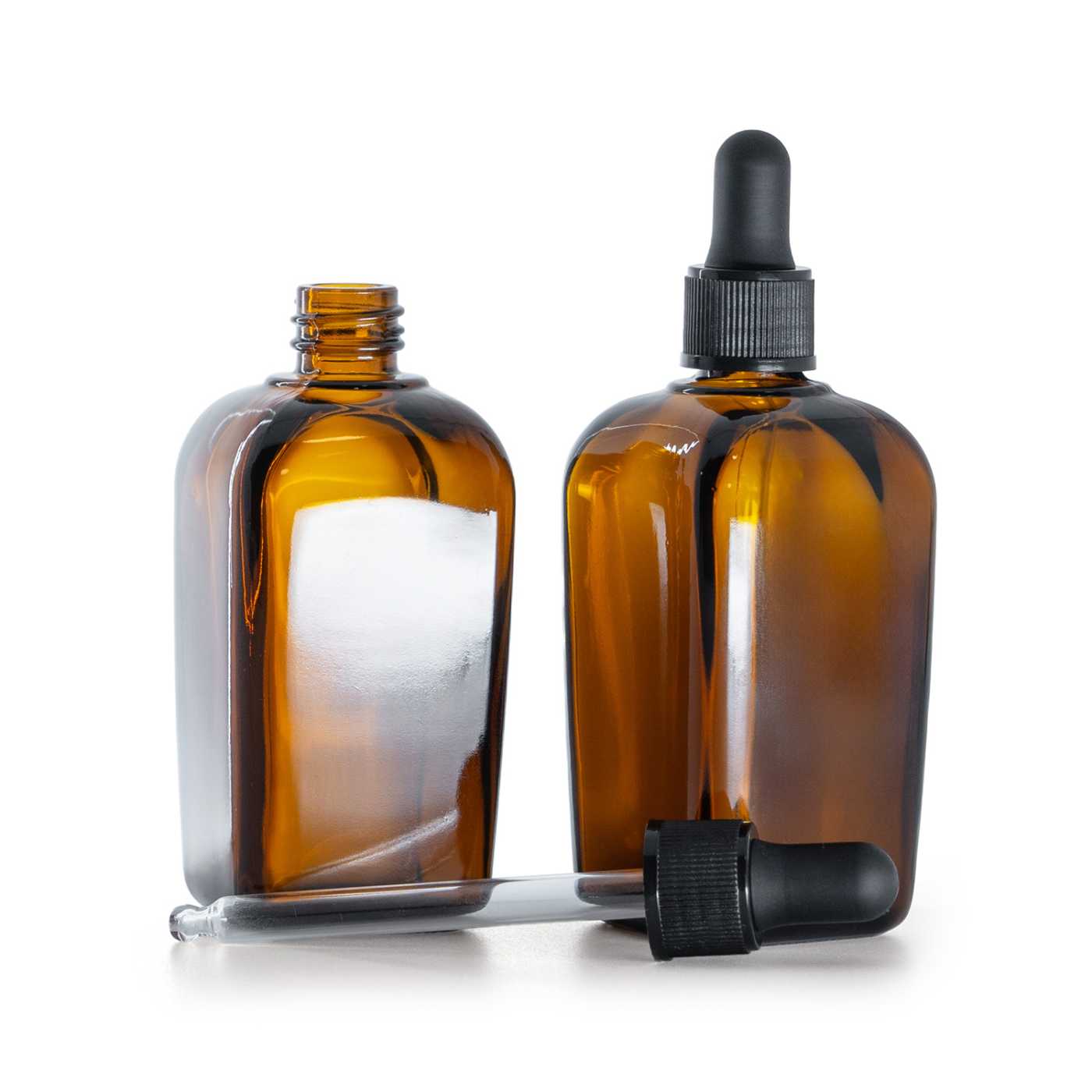 Sklenená fľaška hranatá, matné čierne kvapátko, 90 ml