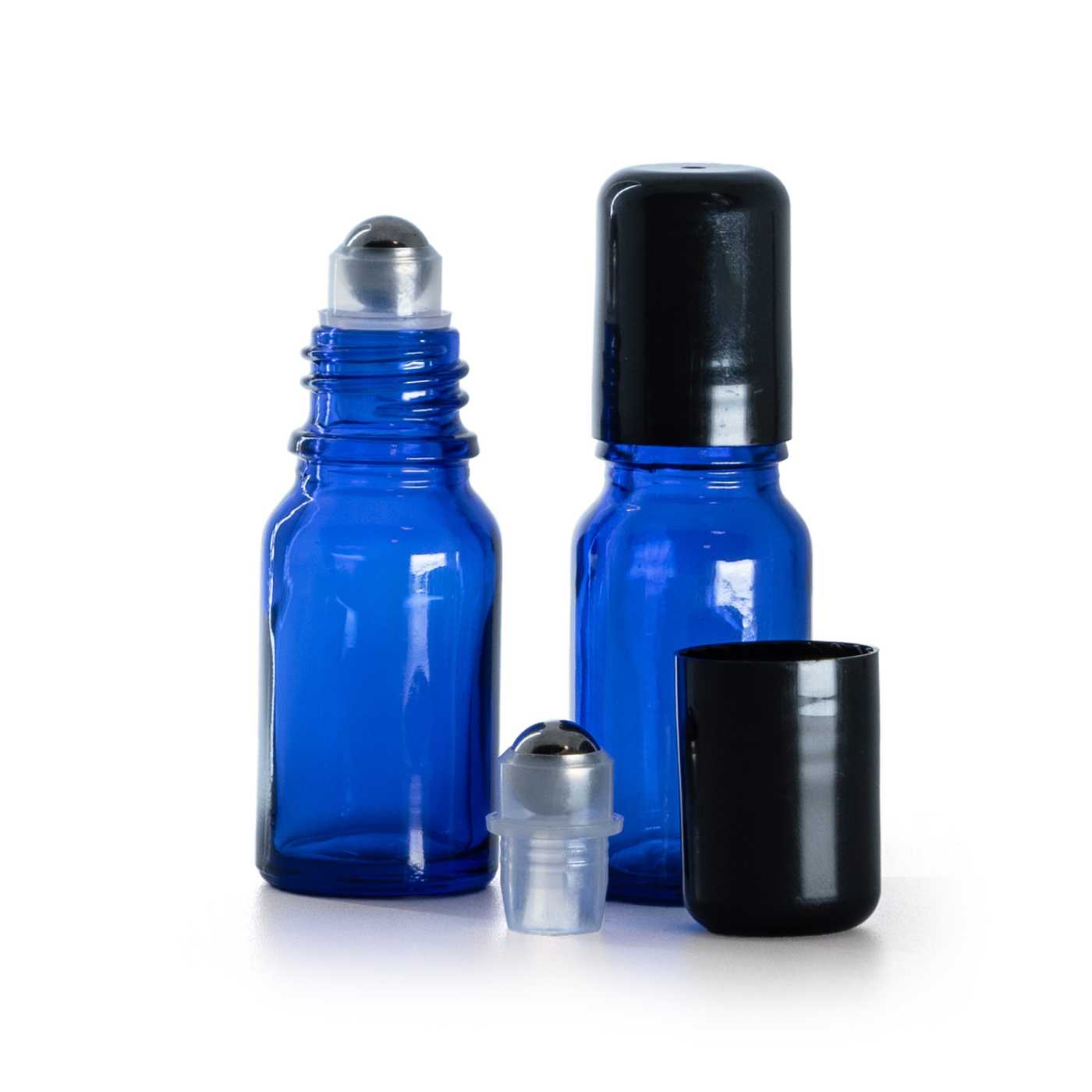 Modrá skleněná roll-on lahvička, 10 ml
