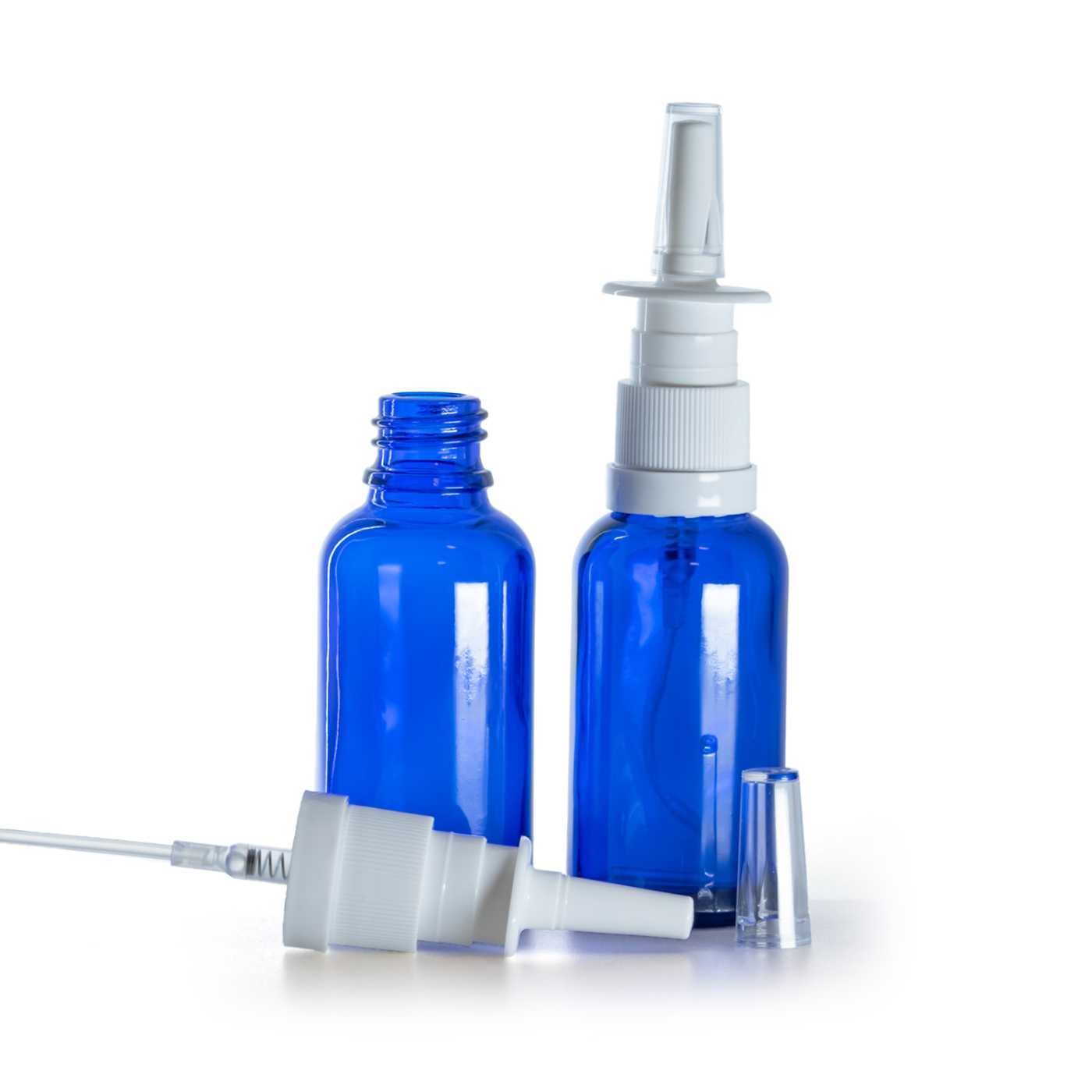 Butelka szklana, niebieska, spray do nosa, 30 ml