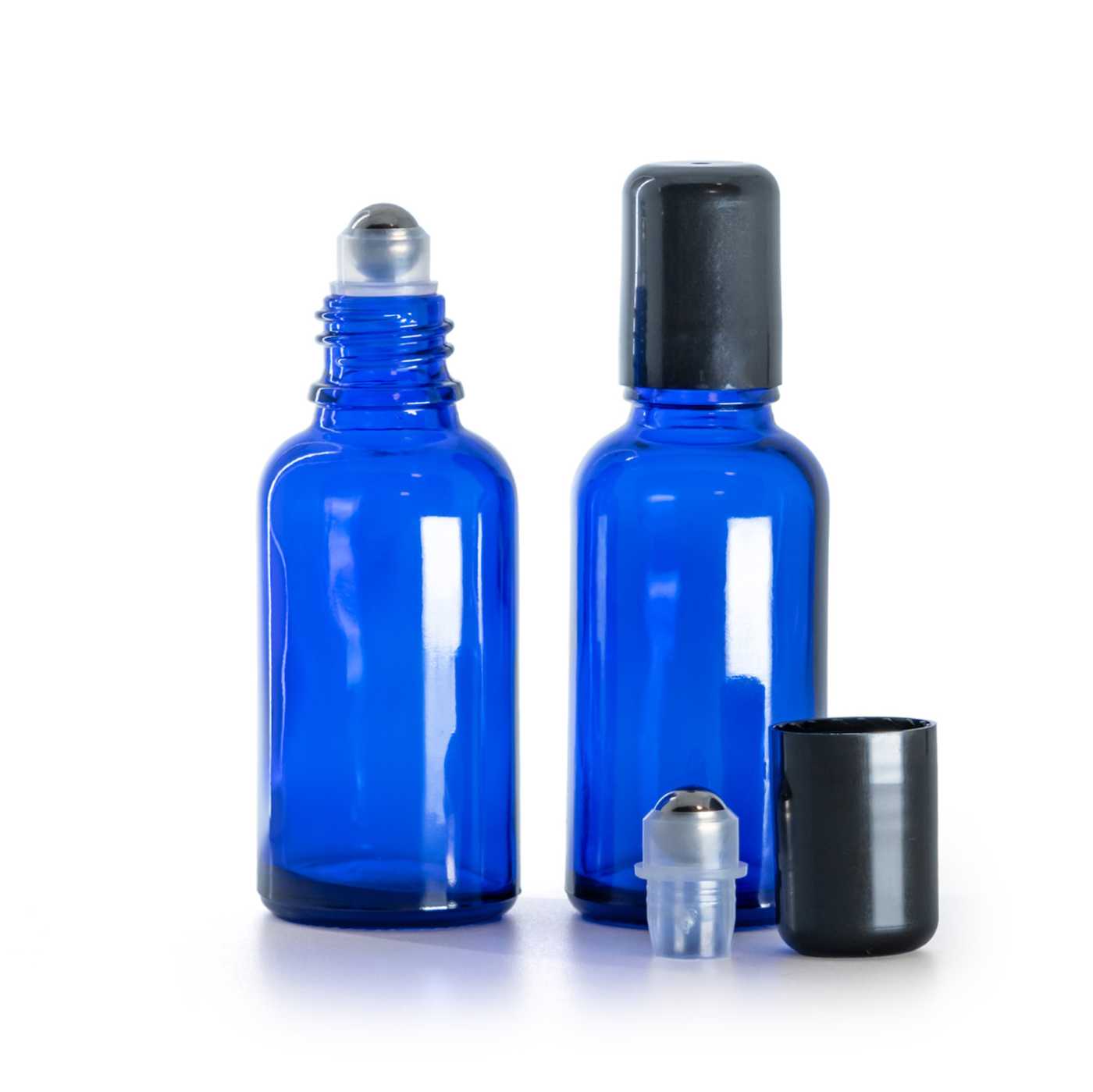 Modrá skleněná roll-on lahvička, 30 ml