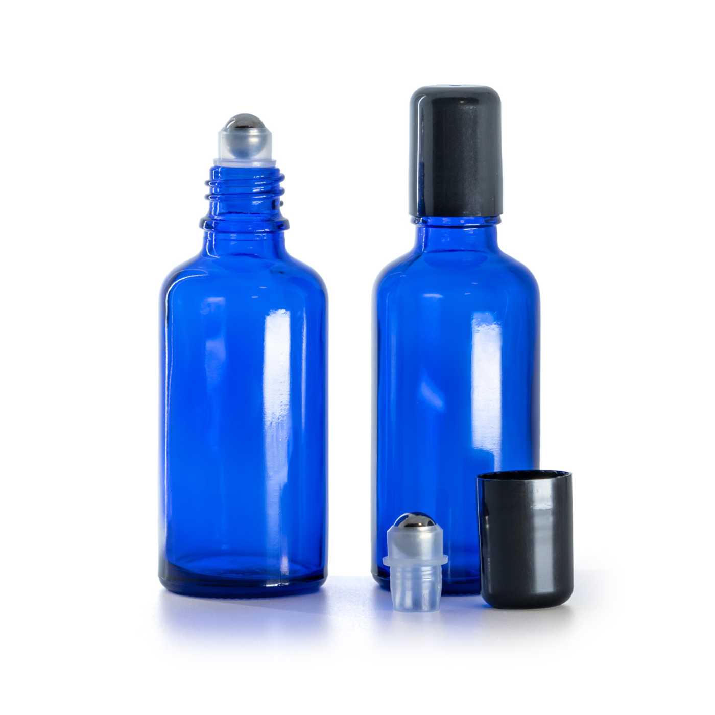 Blaue Glasflasche mit Roll-on, 50 ml