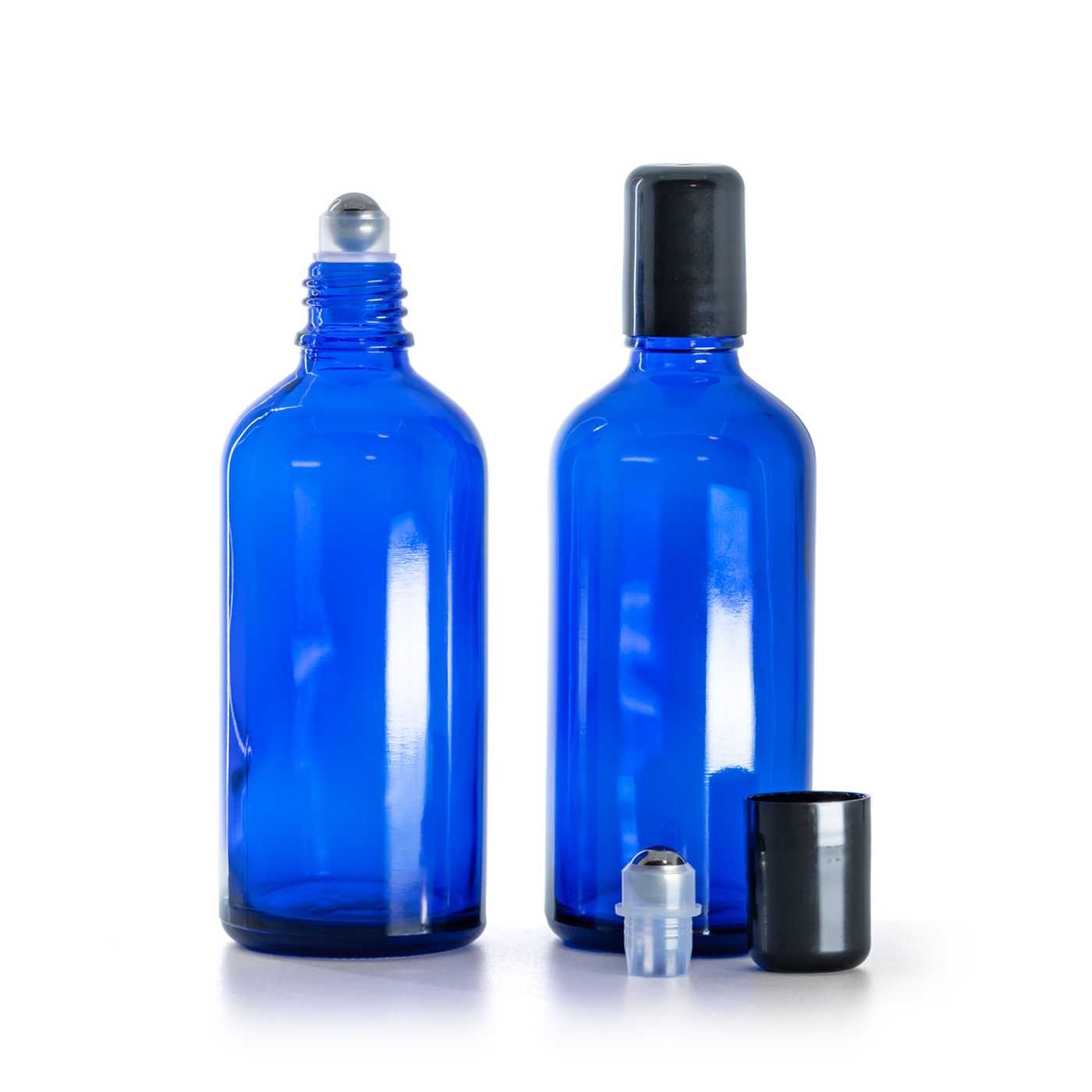 Modrá skleněná lahvička roll-on, 100 ml