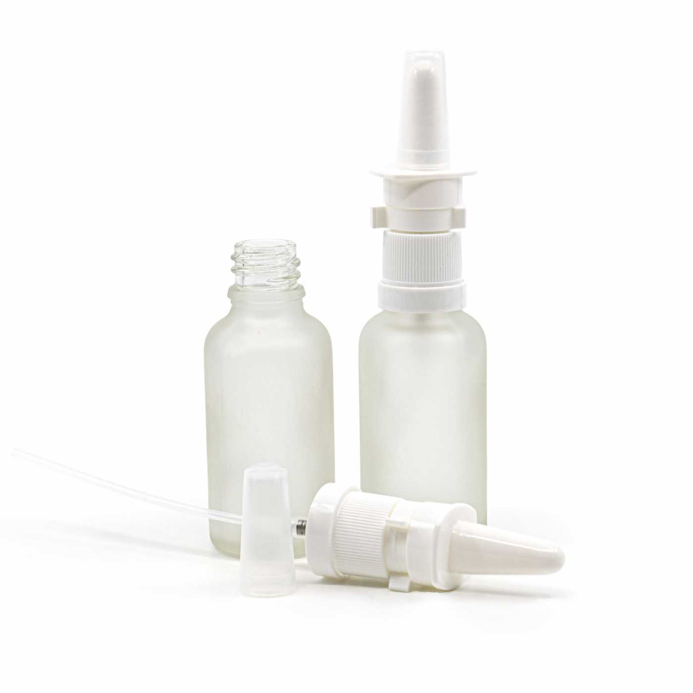 Butelka szklana, przezroczysta mleczna, spray do nosa, 30 ml