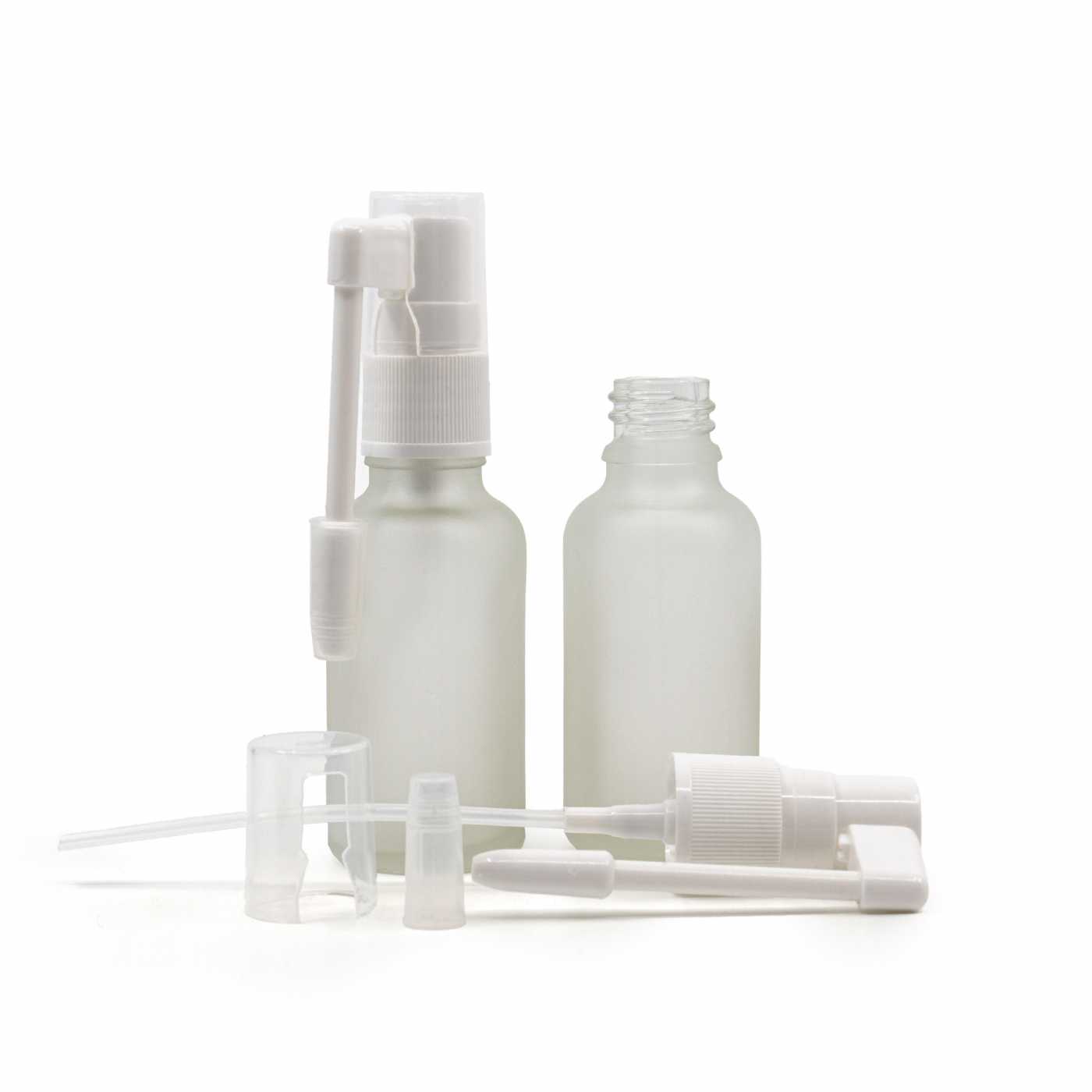 Butelka szklana, przezroczysta mleczna, spray do gardła, 30 ml