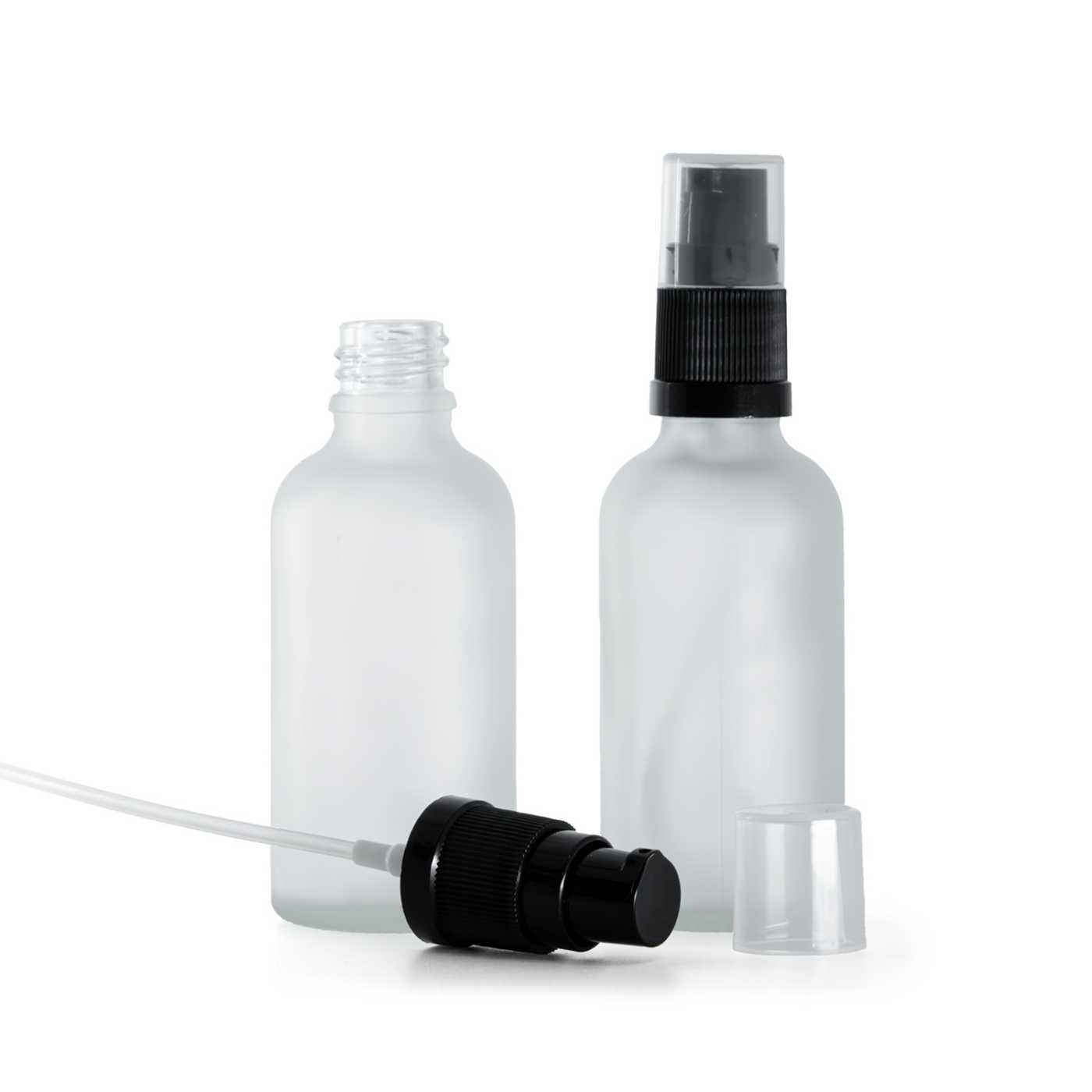 Skleněná lahvička, čirá matná, dávkovač krémů, 50 ml