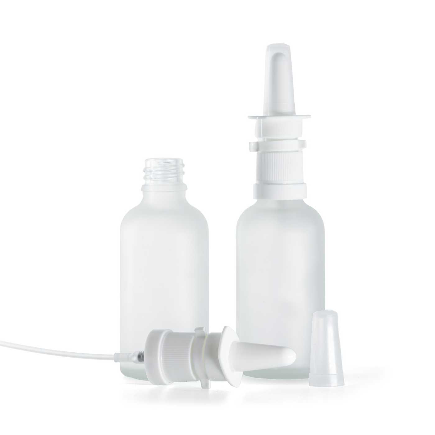 Butelka szklana, przezroczysta mleczna, spray do nosa, 50 ml