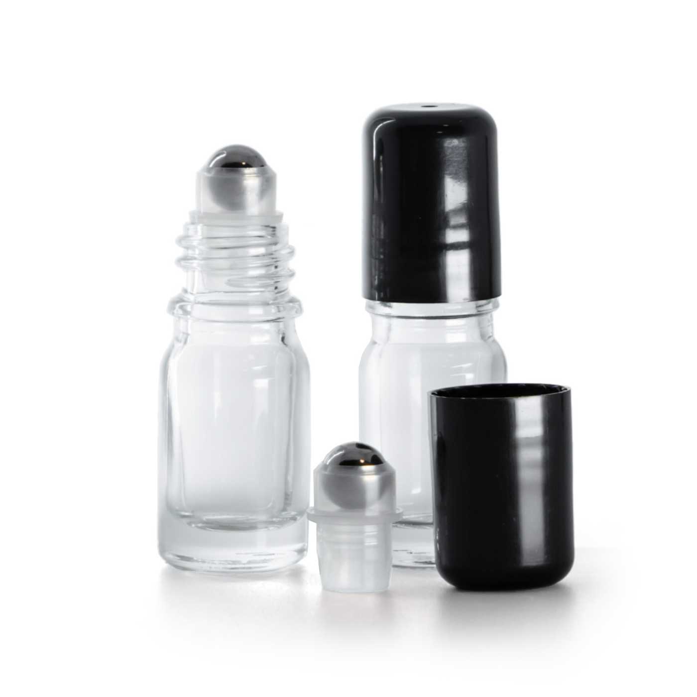 Skleněná průhledná roll-on lahvička, 5 ml