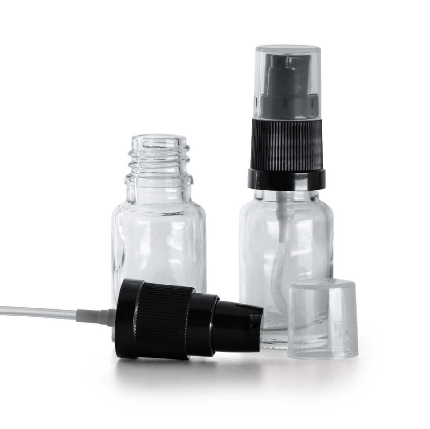 Flacon en verre transparent avec pompe lotion 10 ml