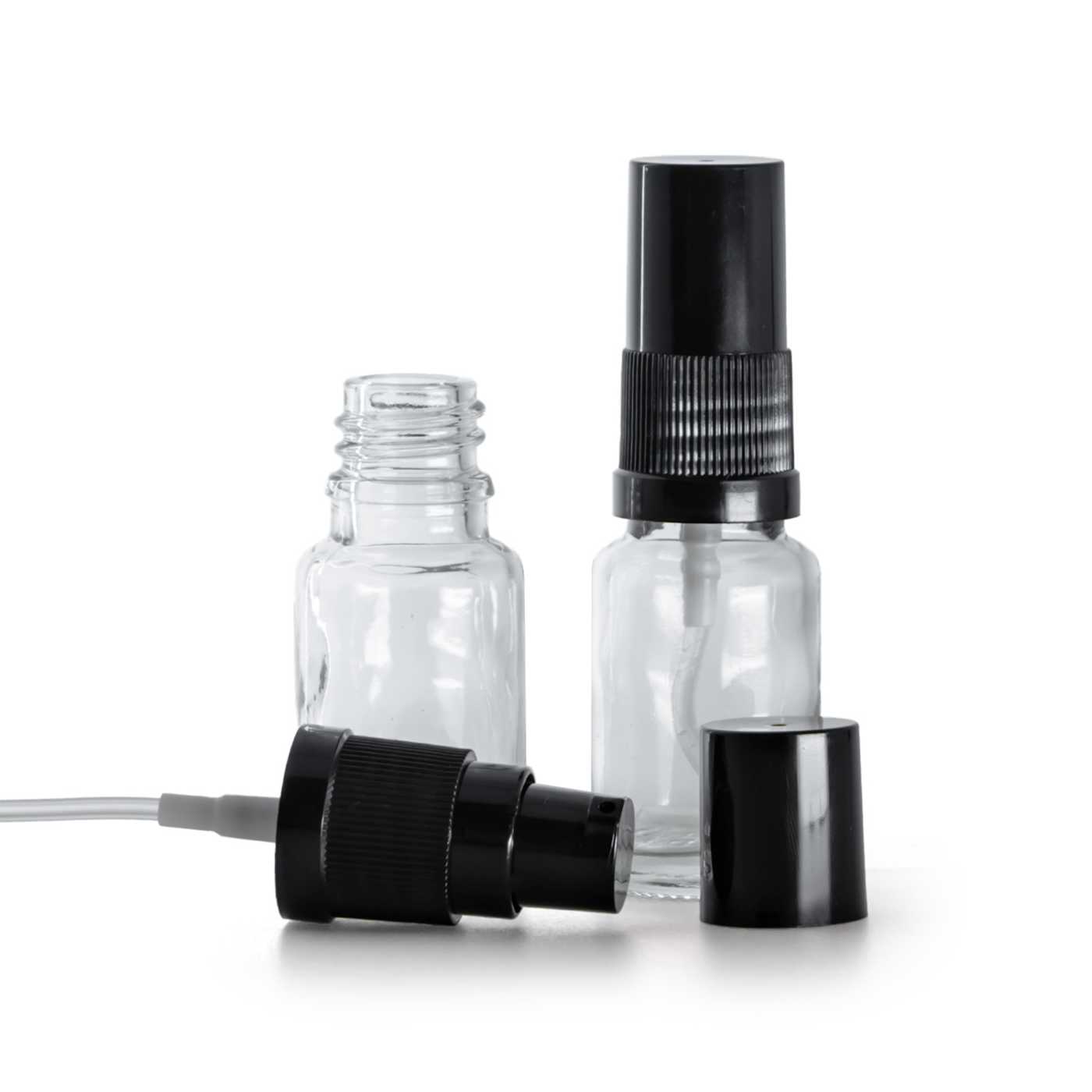 Flacon en verre transparent avec pompe crème noire 10 ml