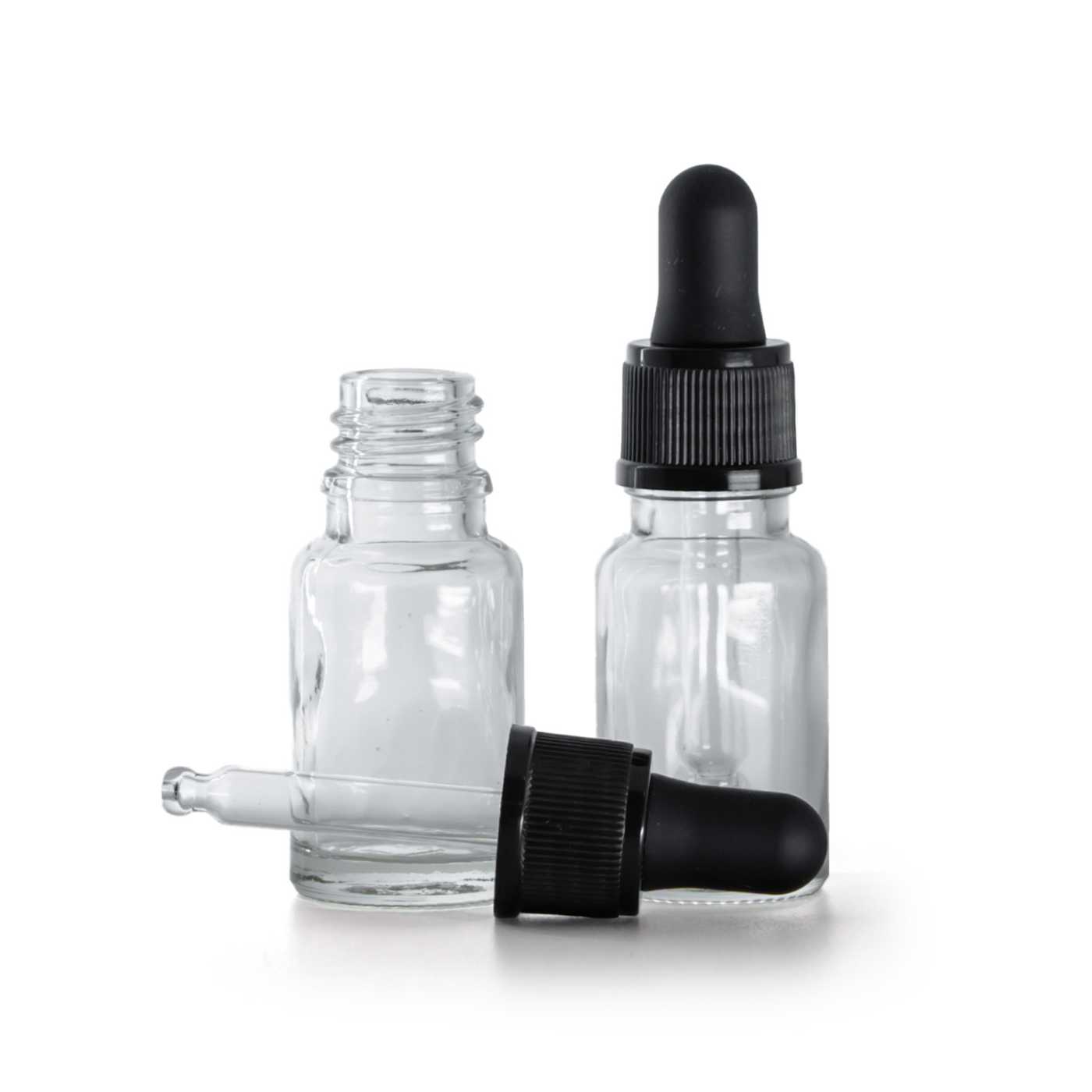 Flacon en verre transparent avec compte-gouttes noir mat, 10 ml