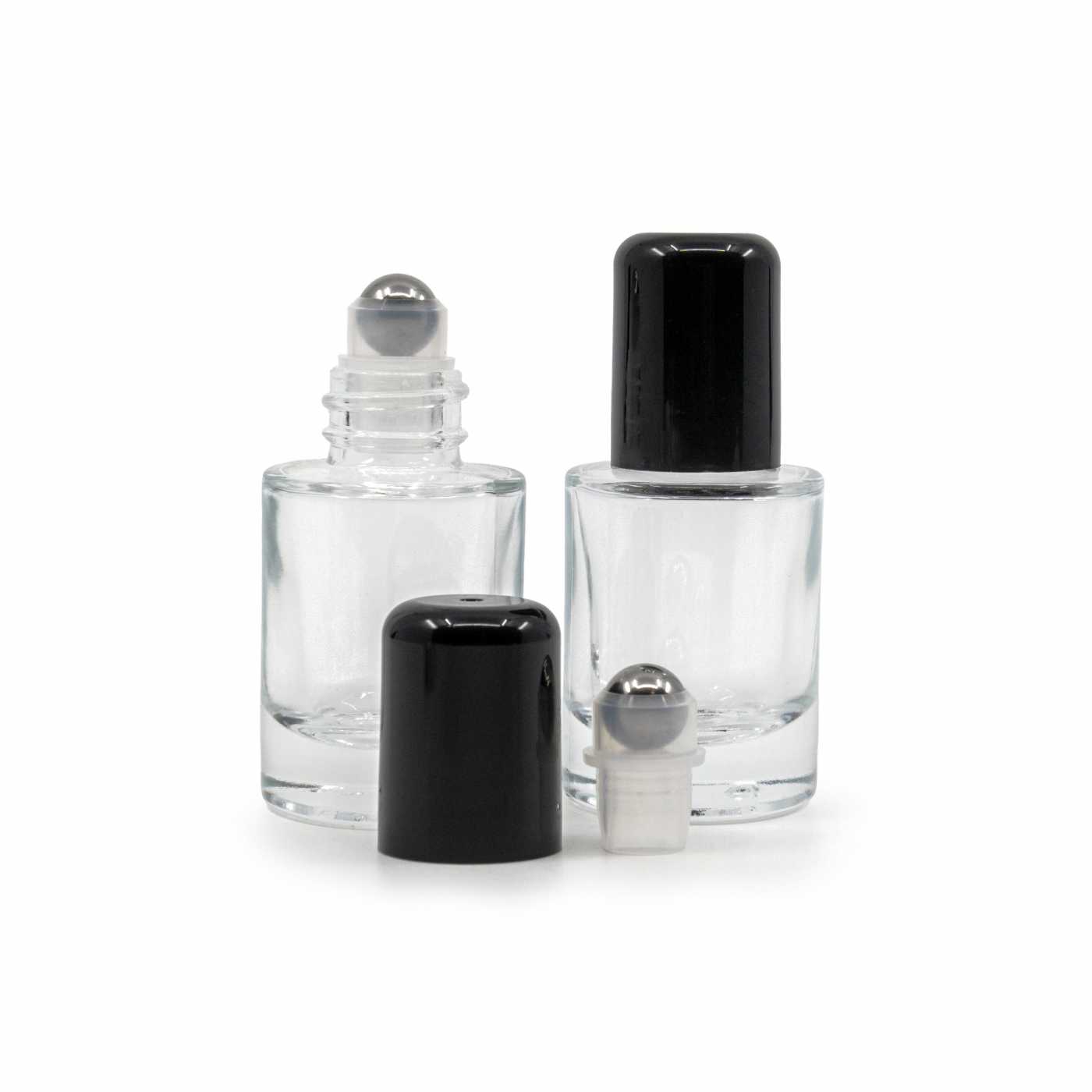 Sklenená fľaška, priehľadná, hrubé dno, roll-on, 10 ml