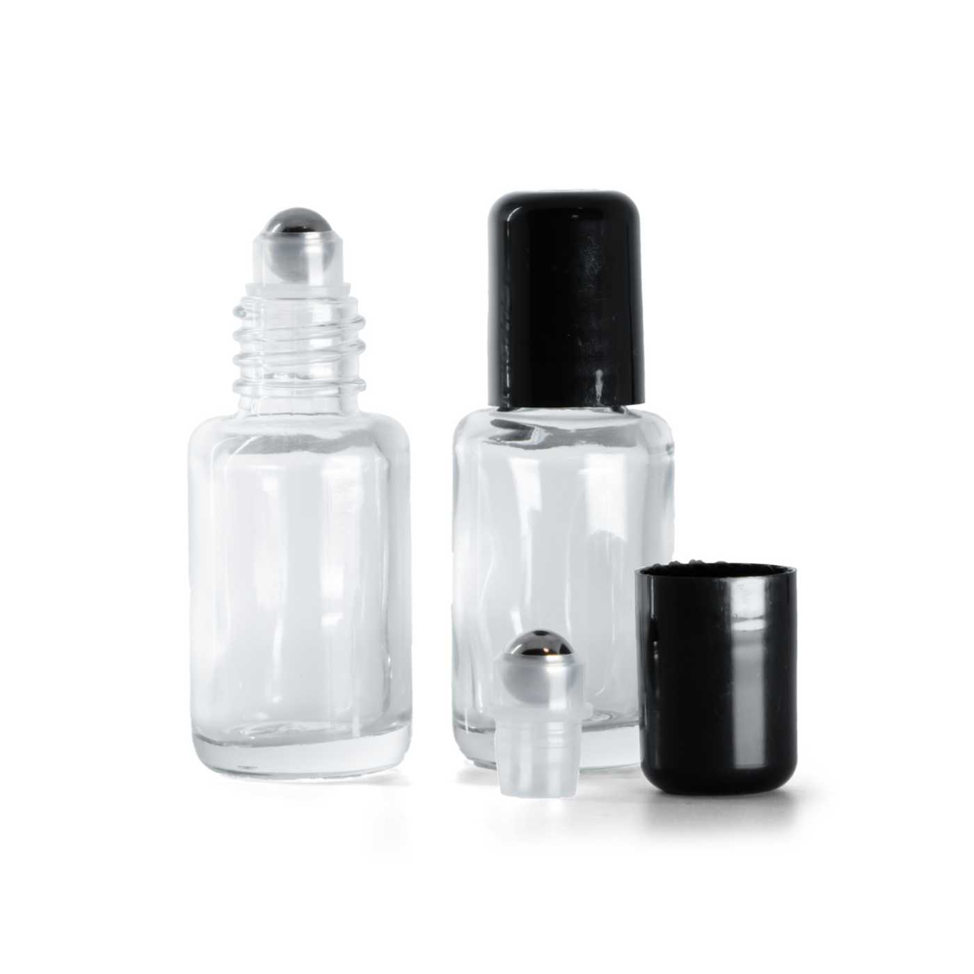 Skleněná lahvička, průhledná, kulatá, roll-on, 12 ml