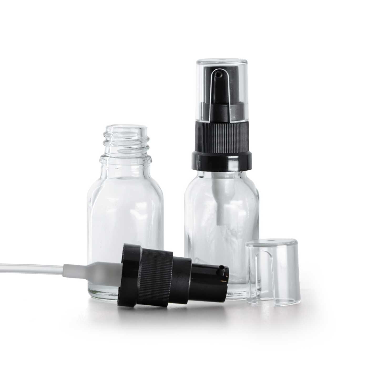 Sklenená fľaška, priehľadná, dávkovač olejov, 15 ml