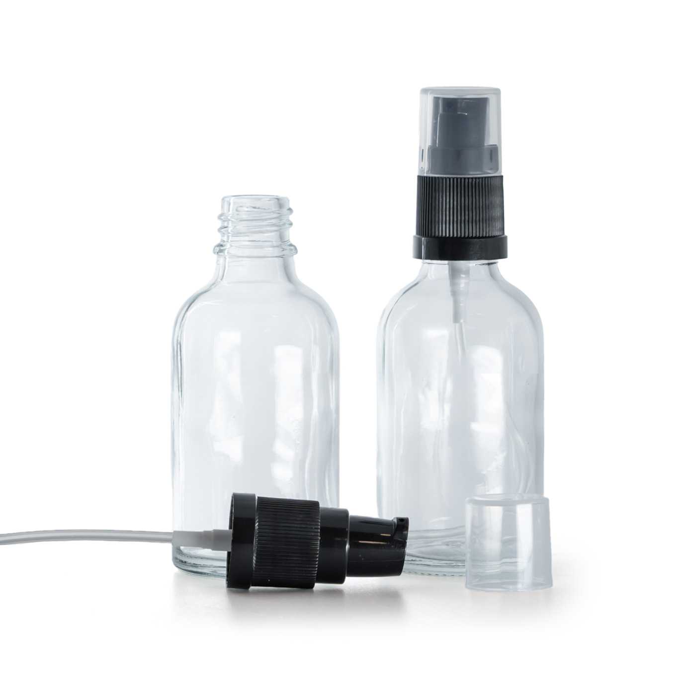 Skleněná lahvička čirá s dávkovačem krému 30 ml