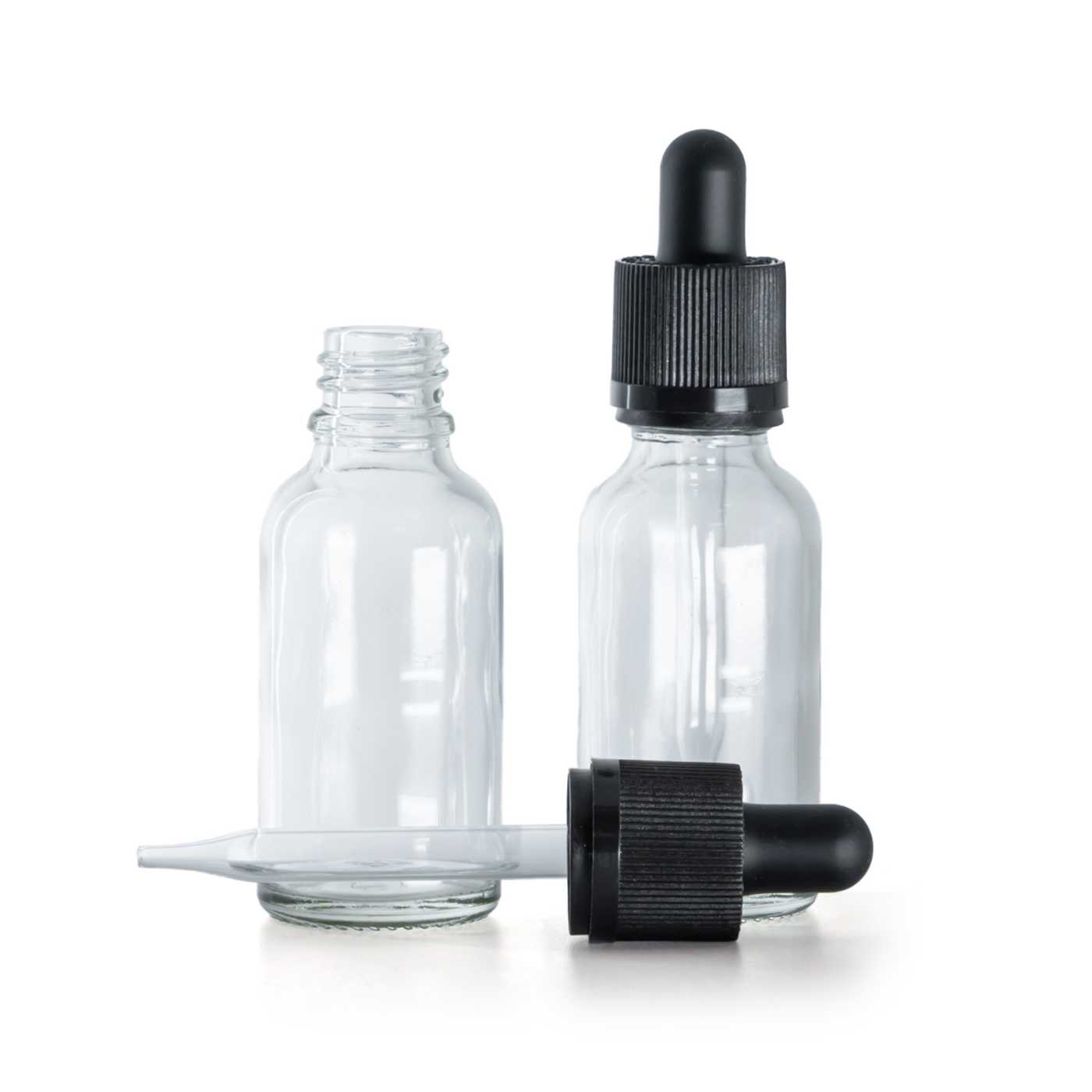 Sklenená liekovka, priehľadná, pipeta s poistkou, 30 ml