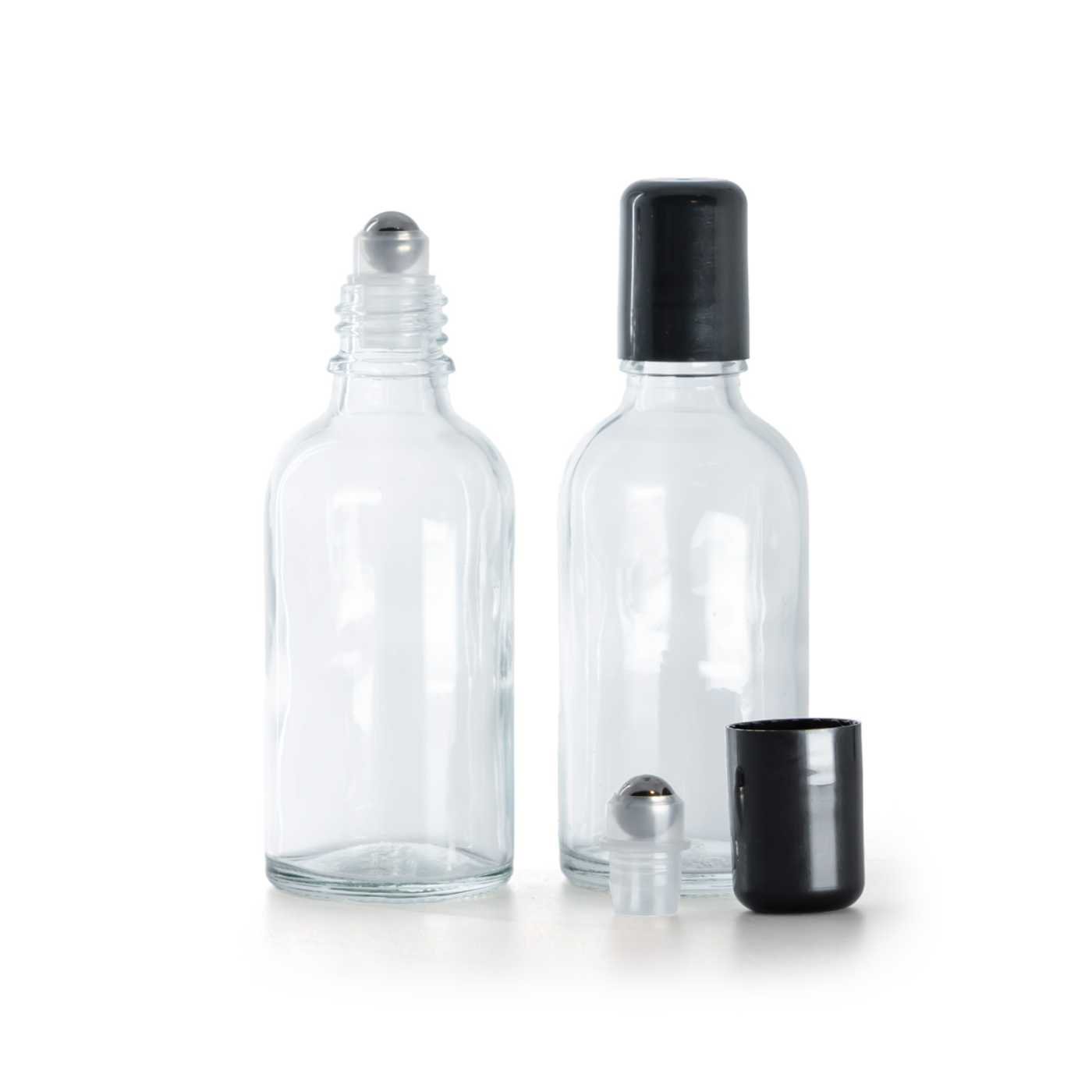 Průhledná skleněná roll-on lahvička, 30 ml