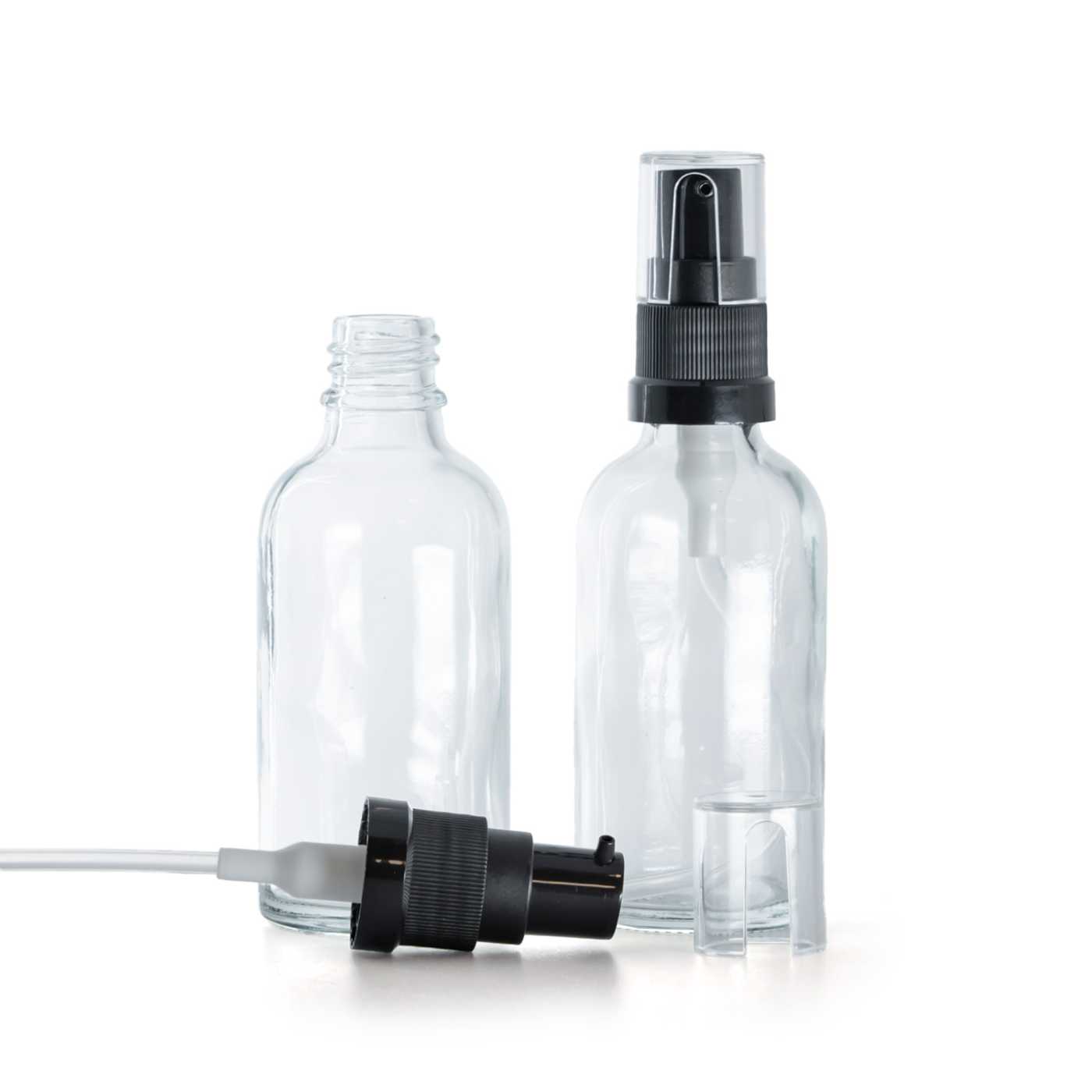 Sklenená fľaška, priehľadná, dávkovač olejov, 50 ml
