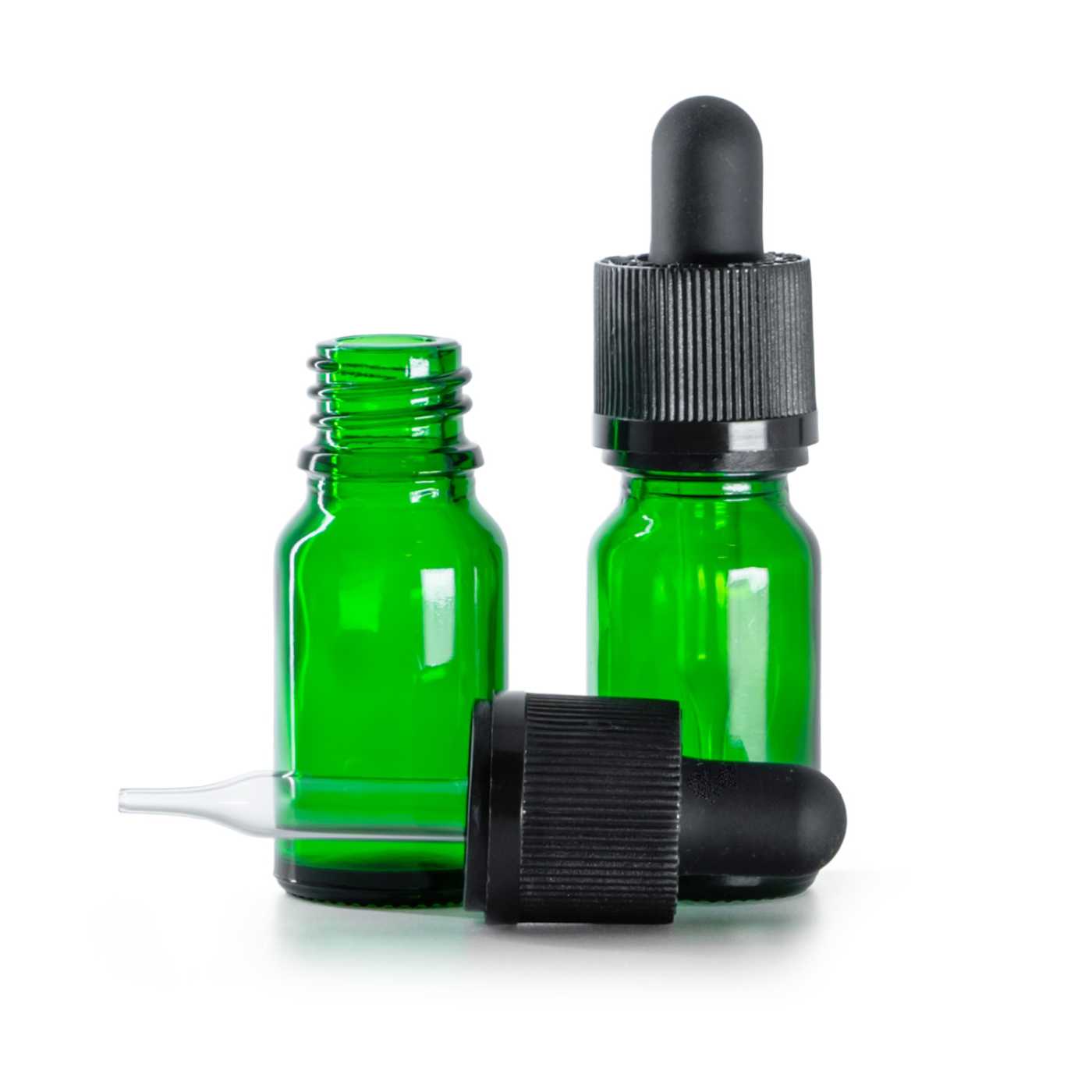 Butelka szklana, zielona, pipeta z zabezpieczeniem, 10 ml