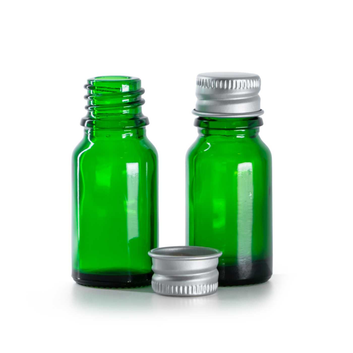 Butelka szklana, zielona, nakrętka aluminiowa, 10 ml