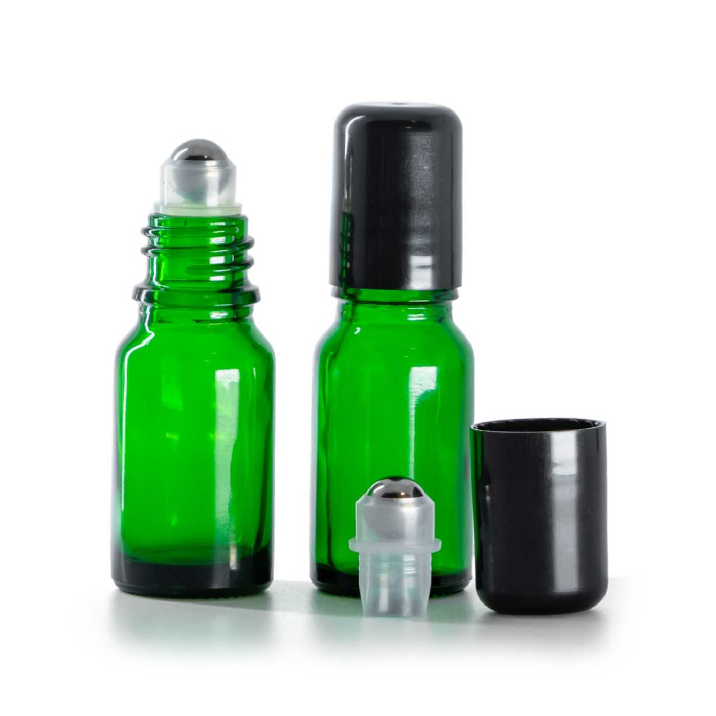 Sklenená fľaška, zelená, roll-on, 10 ml