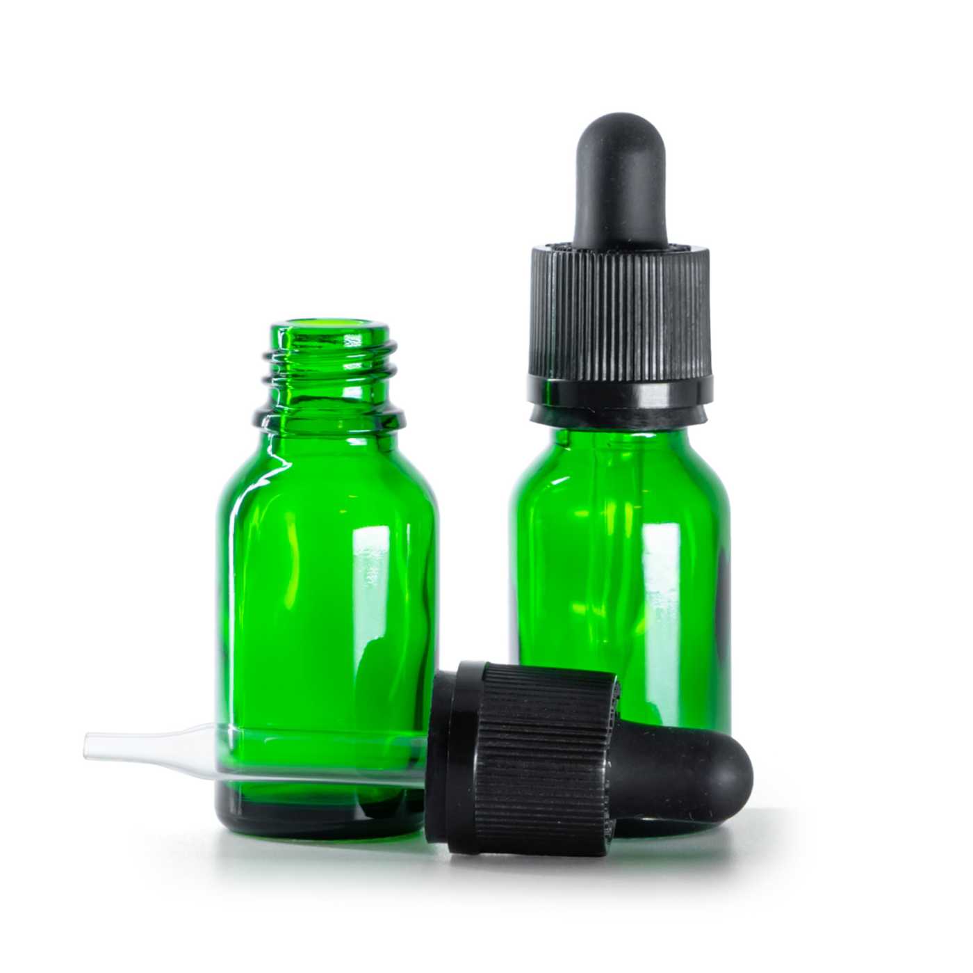 Butelka szklana, zielona, pipeta z zabezpieczeniem, 15 ml