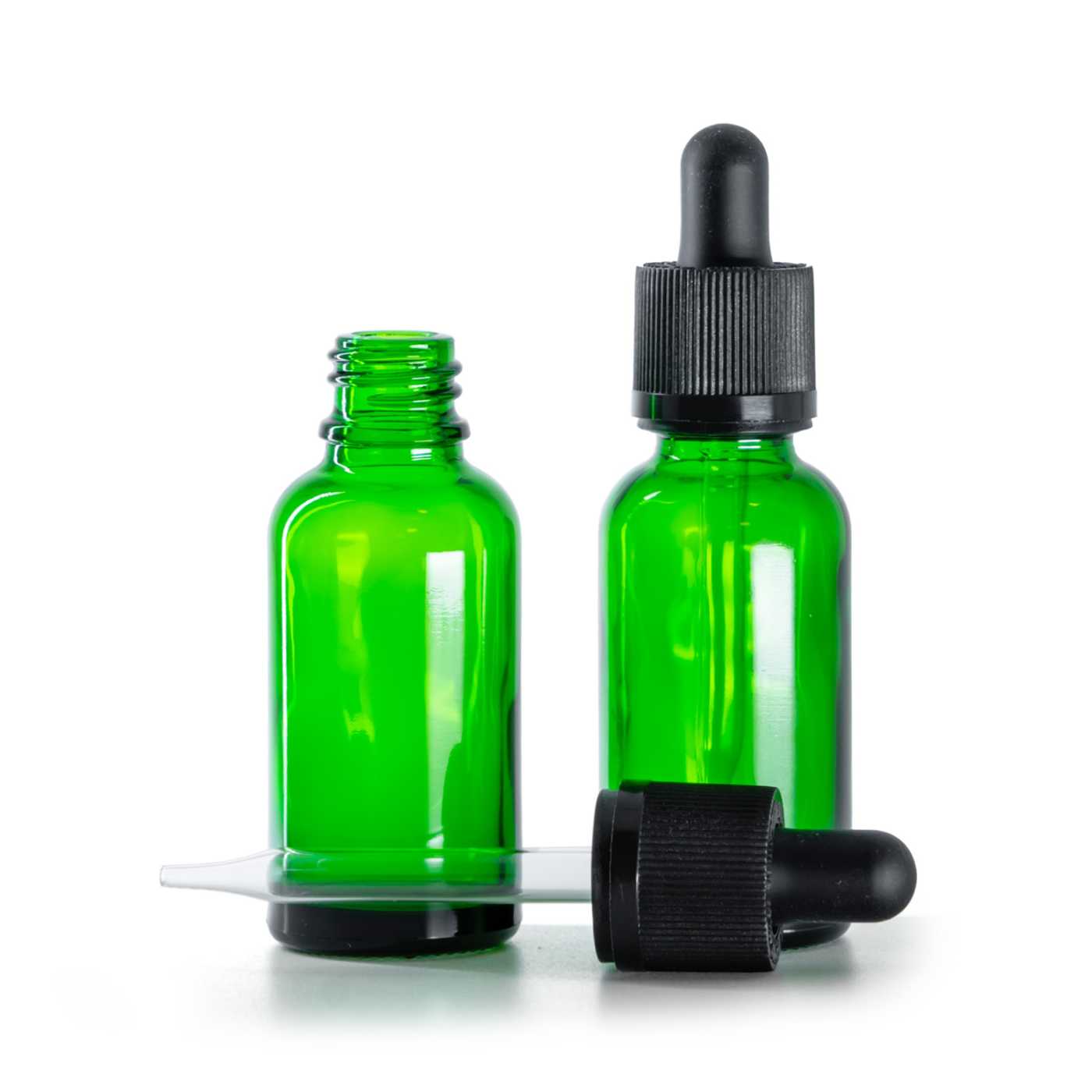 Butelka szklana, zielona, pipeta z zabezpieczeniem, 30 ml