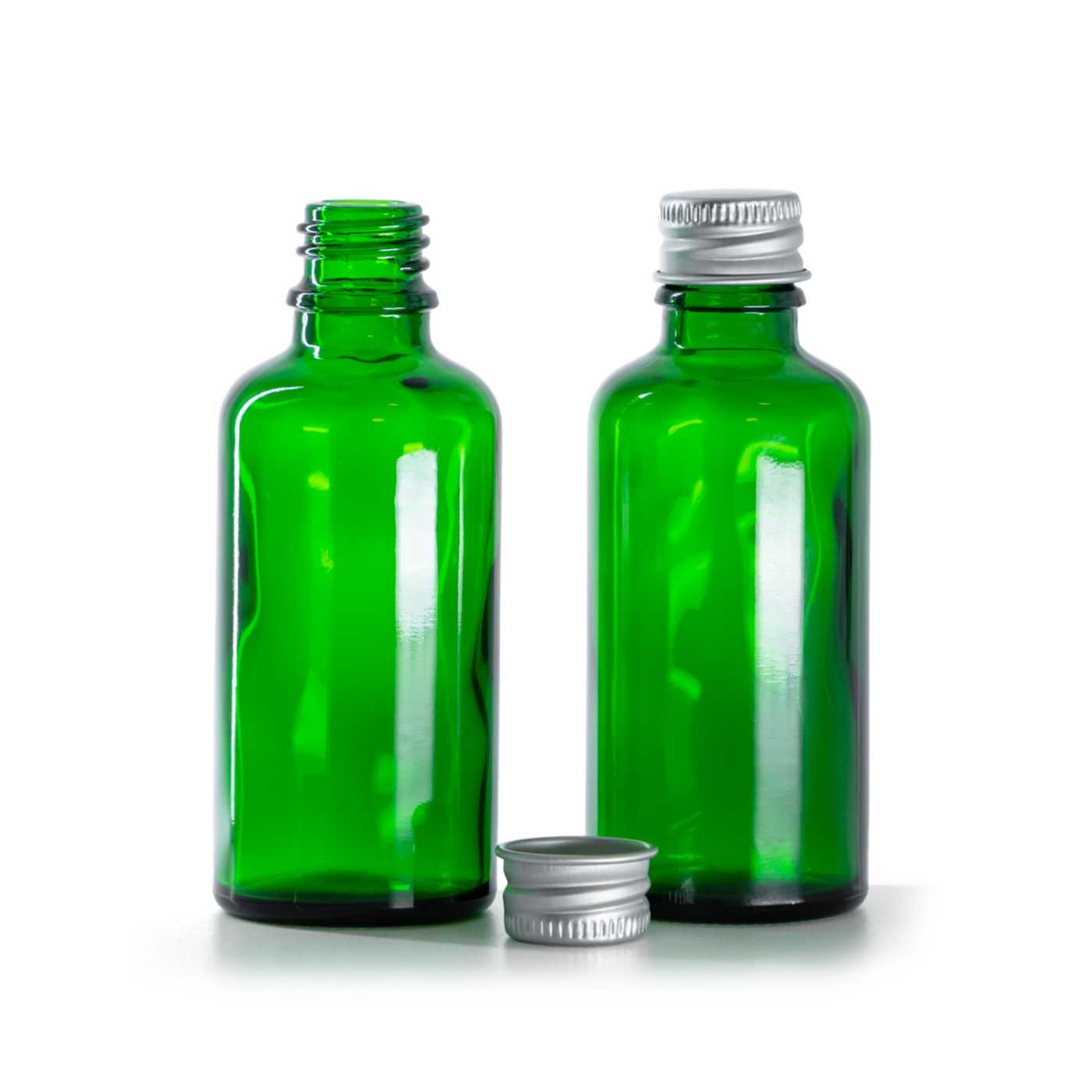 Butelka szklana, zielona, nakrętka aluminiowa, 50 ml